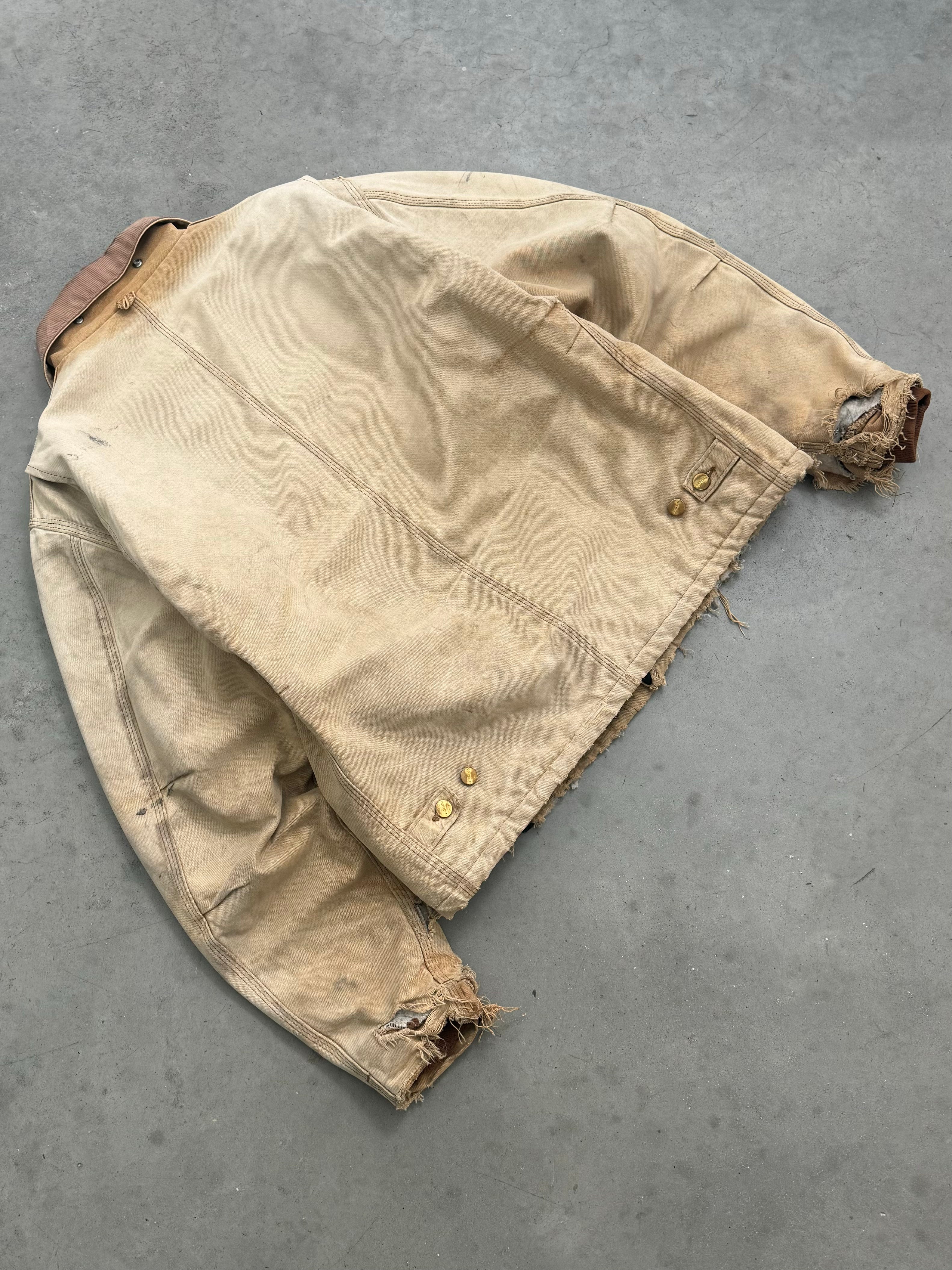 DISTRESSED SUN FADED BEIGE CARHARTT ARCTIC JACKET - 1990S