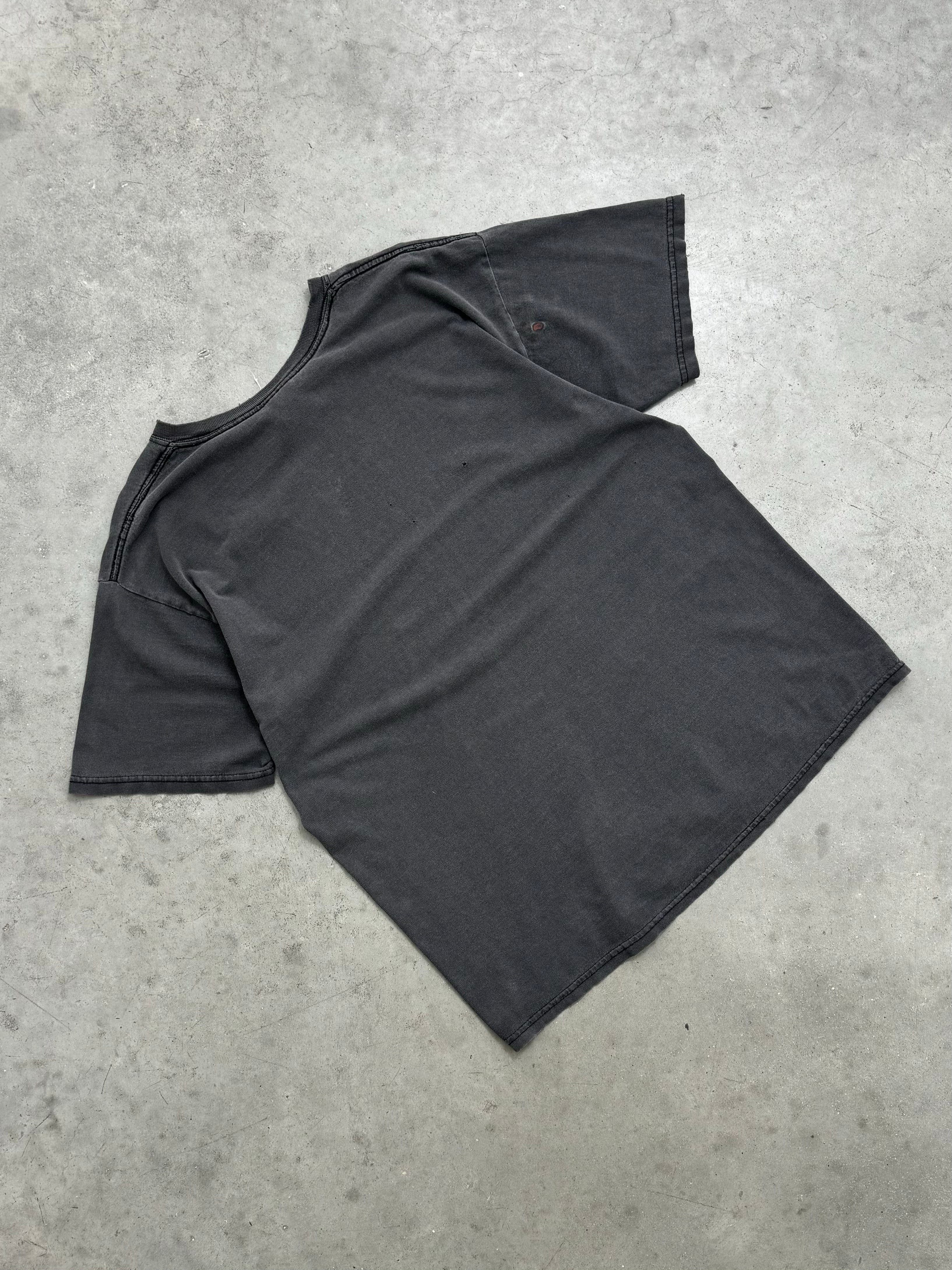 FADED BLACK & DISTRESSED "MERCEDES BENZ" EMBLEM TEE - 1990S