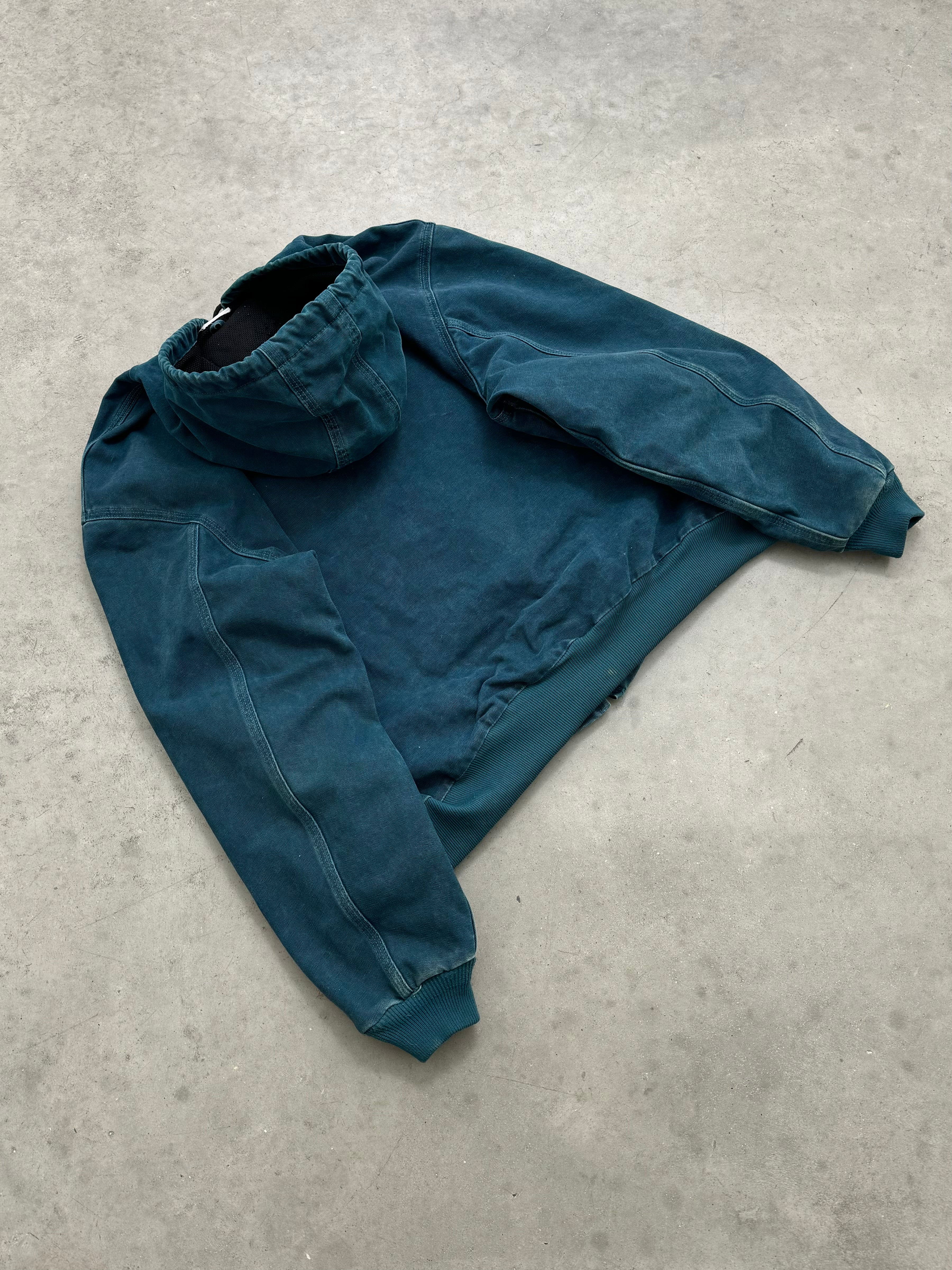 FADED OCEAN BLUE CARHARTT ZIP UP JACKET - 1990S