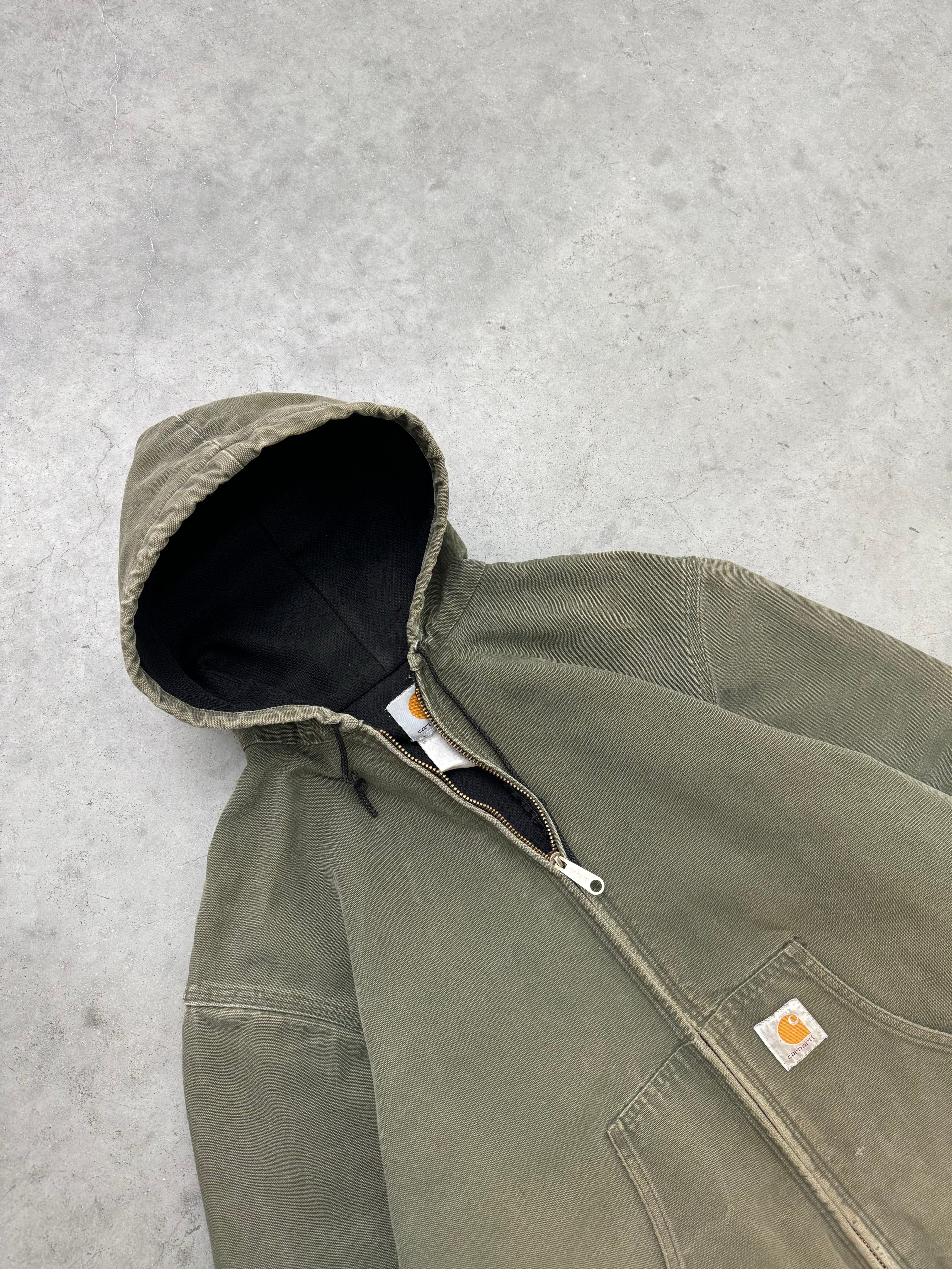 SUN FADED OLIVE CARHARTT ACTIVE JACKET - 1990S