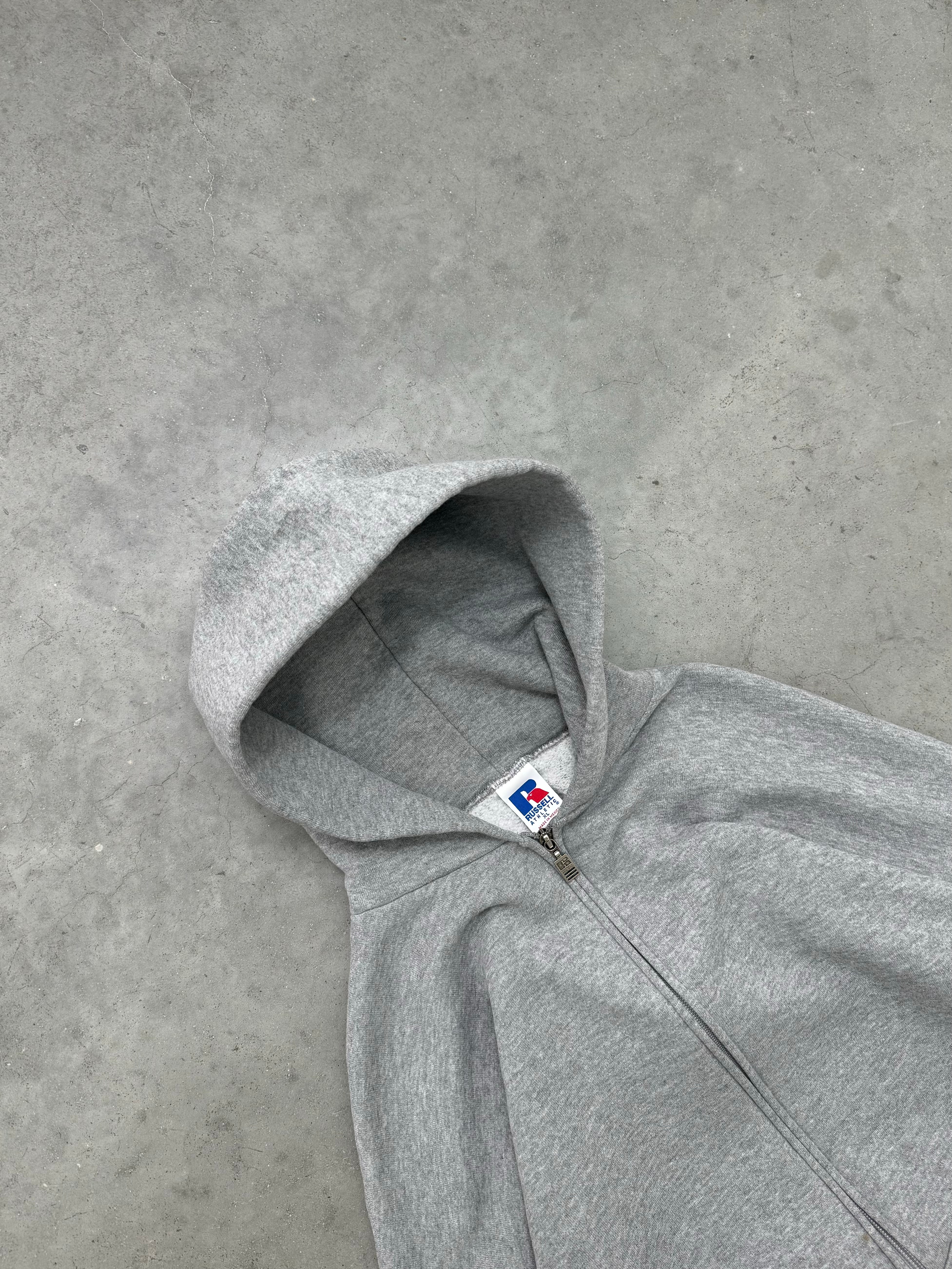 HEATHER GREY RUSSELL ZIP-UP HOODIE - 1990S