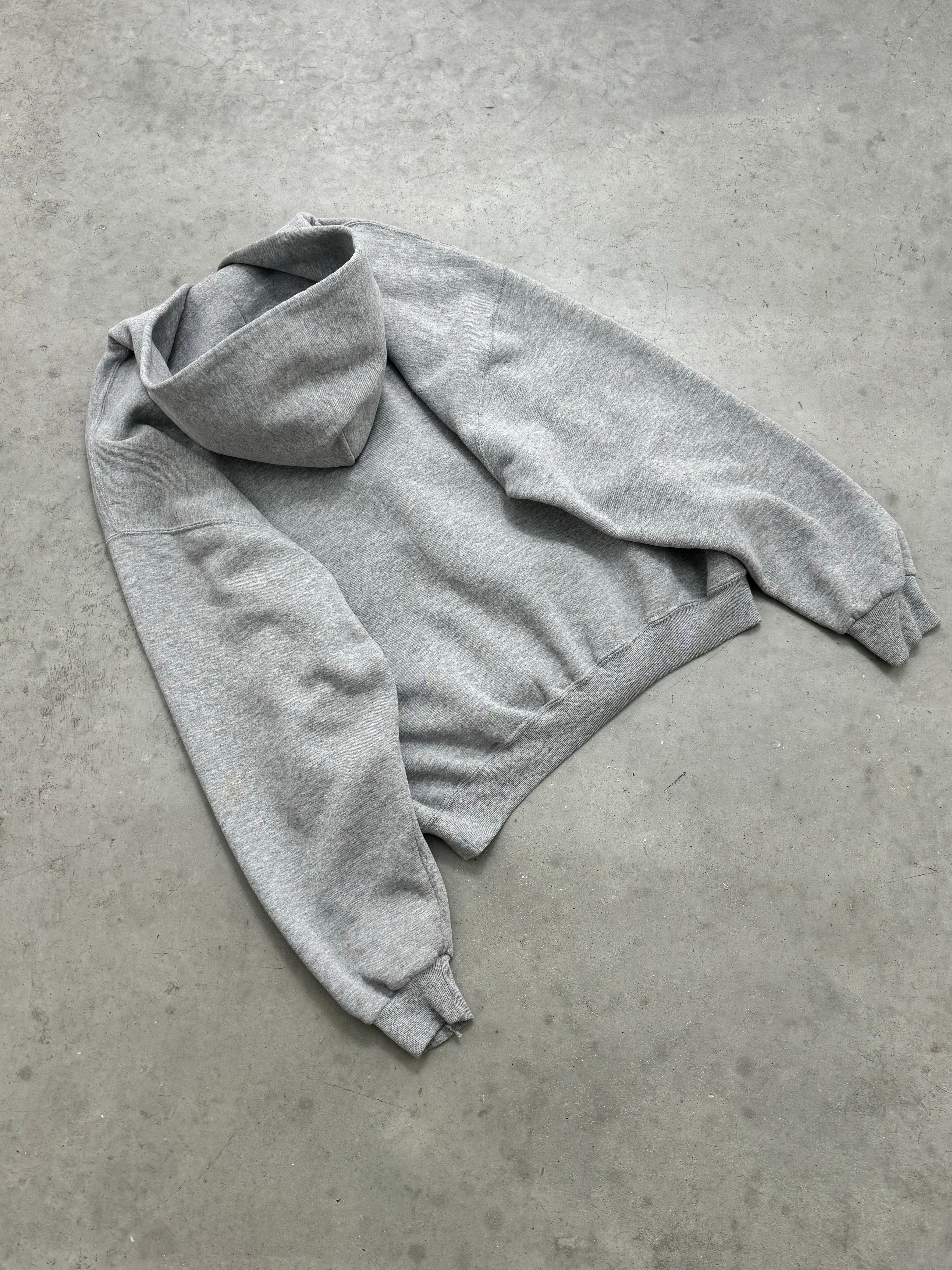HEATHER GREY RUSSELL ZIP-UP HOODIE - 1990S