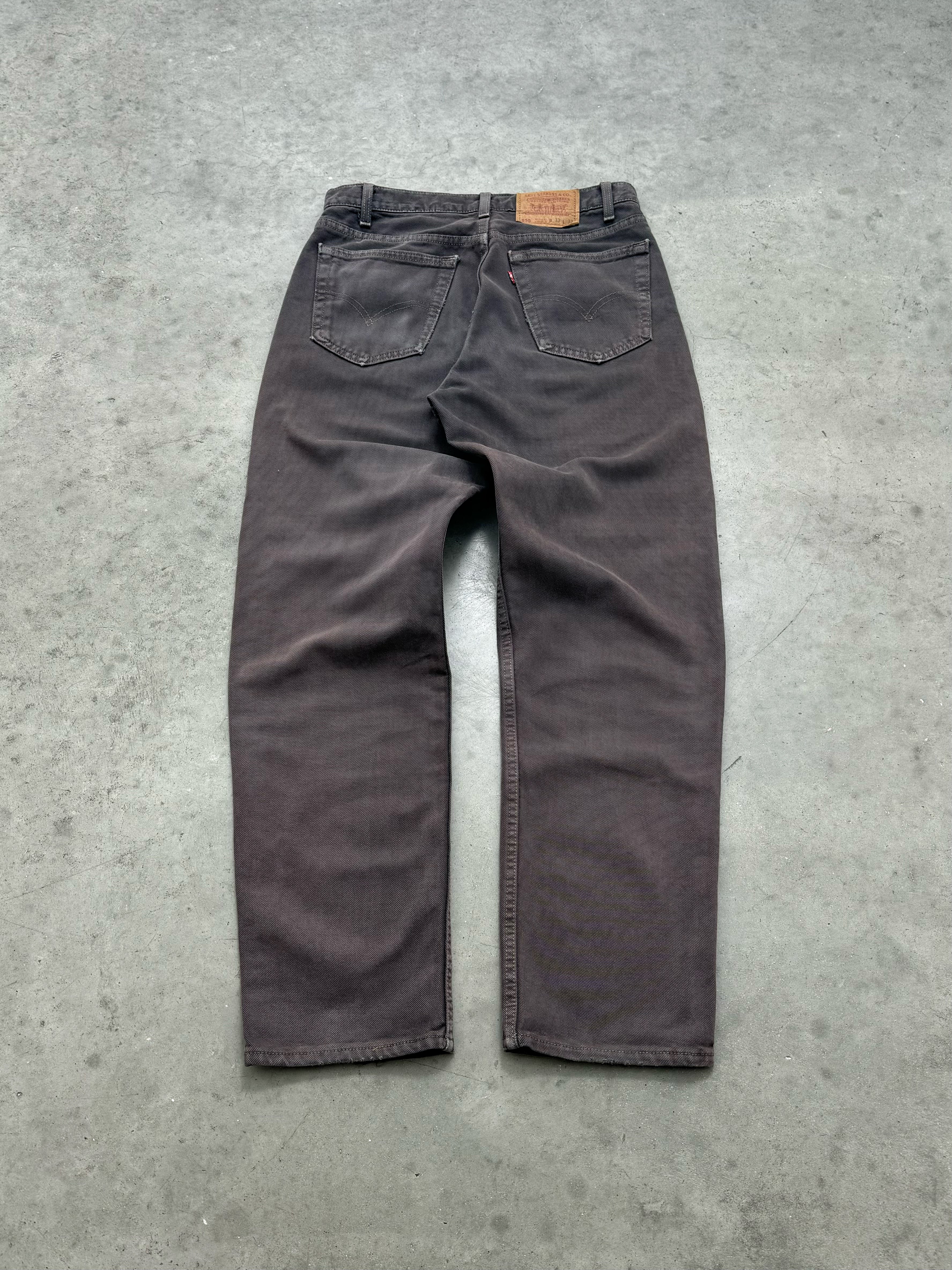 SUN FADED CHARCOAL MADE IN USA LEVIS 555 JEANS - 1990S