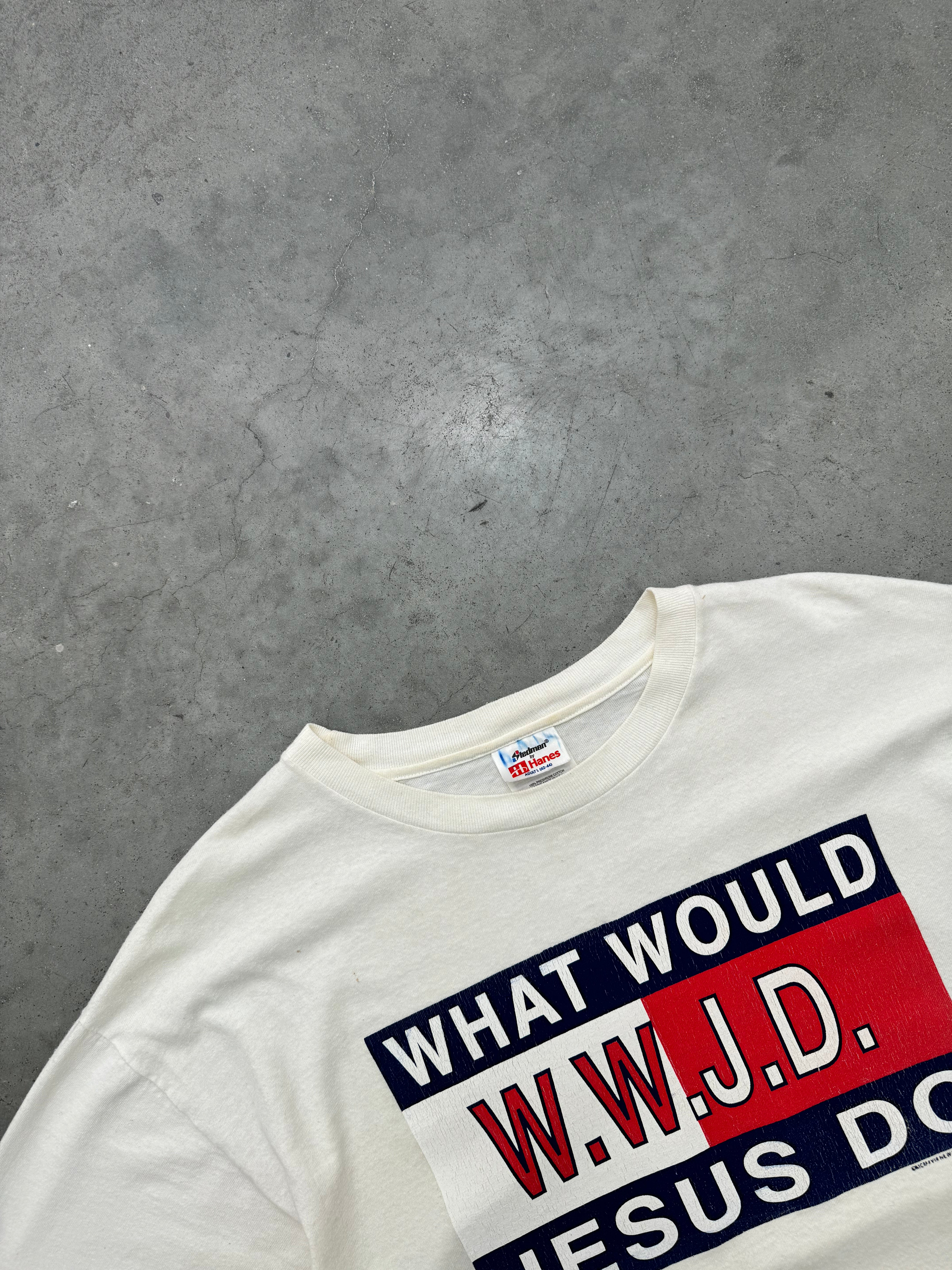 FADED BONE WHITE "WWJD" TEE - 2000S