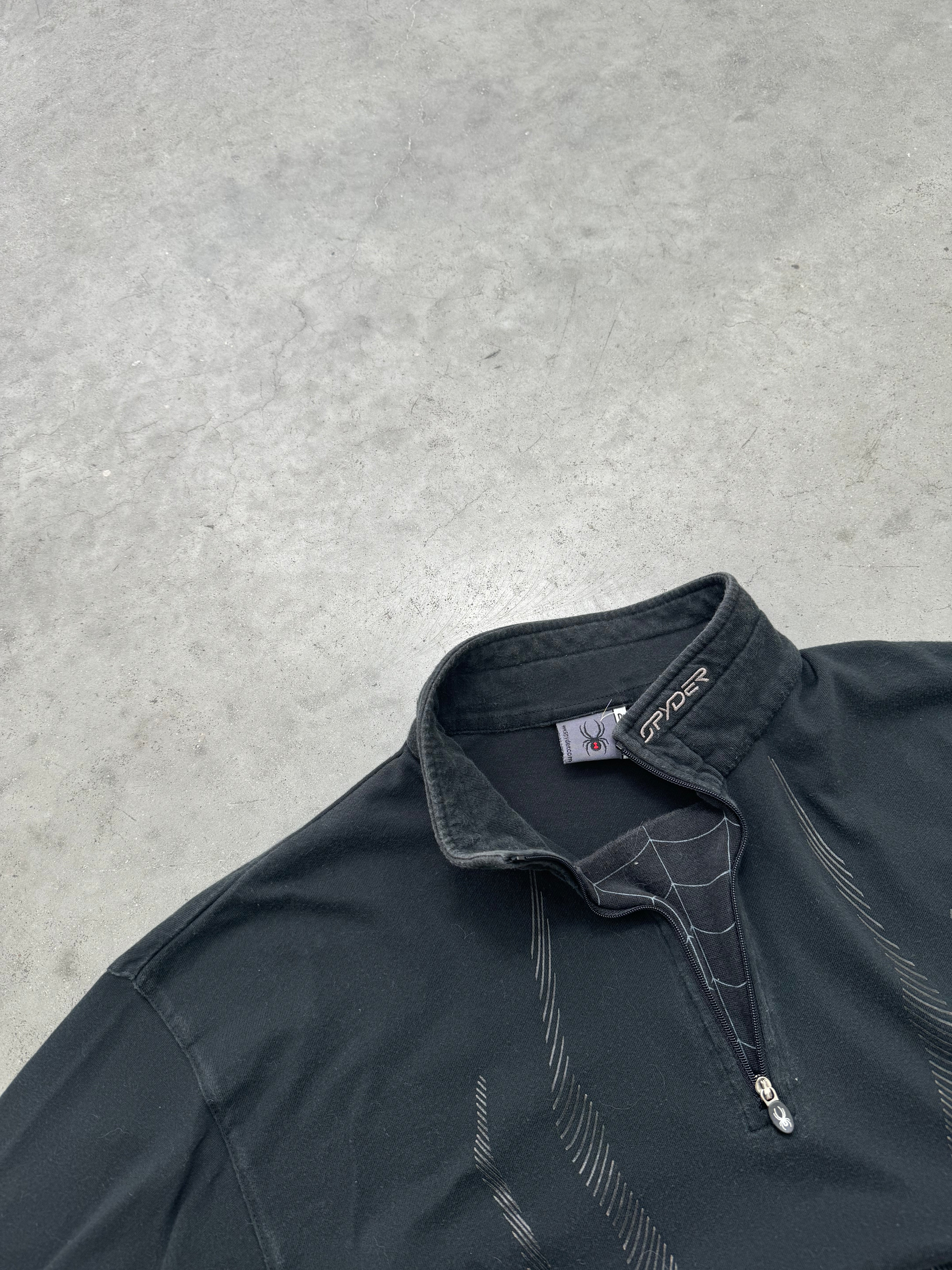 FADED BLACK SPYDER QUARTER ZIP LONG SLEEVE - 1990S