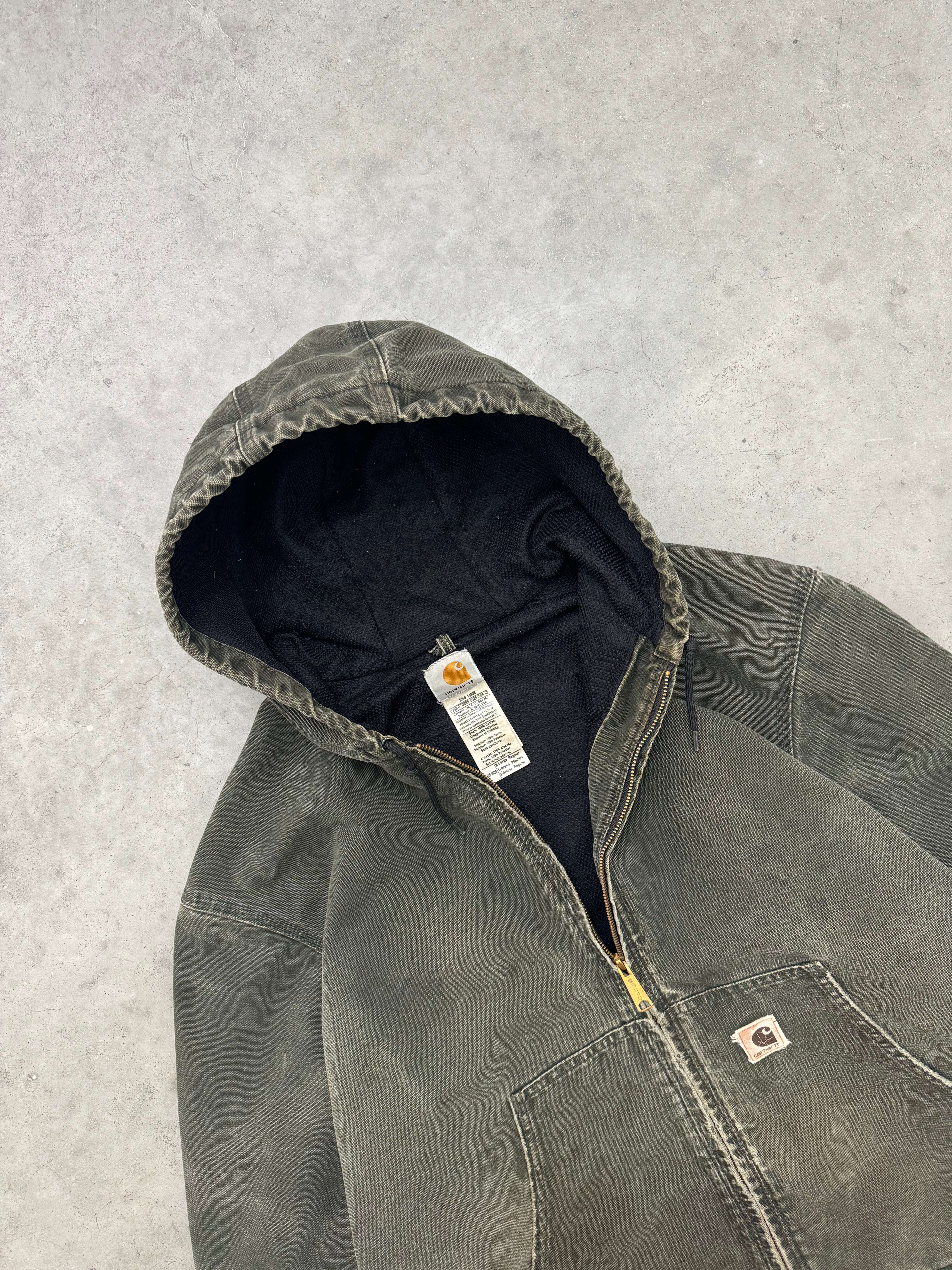 SUN FADED OLIVE CARHARTT ACTIVE JACKET - 1990S