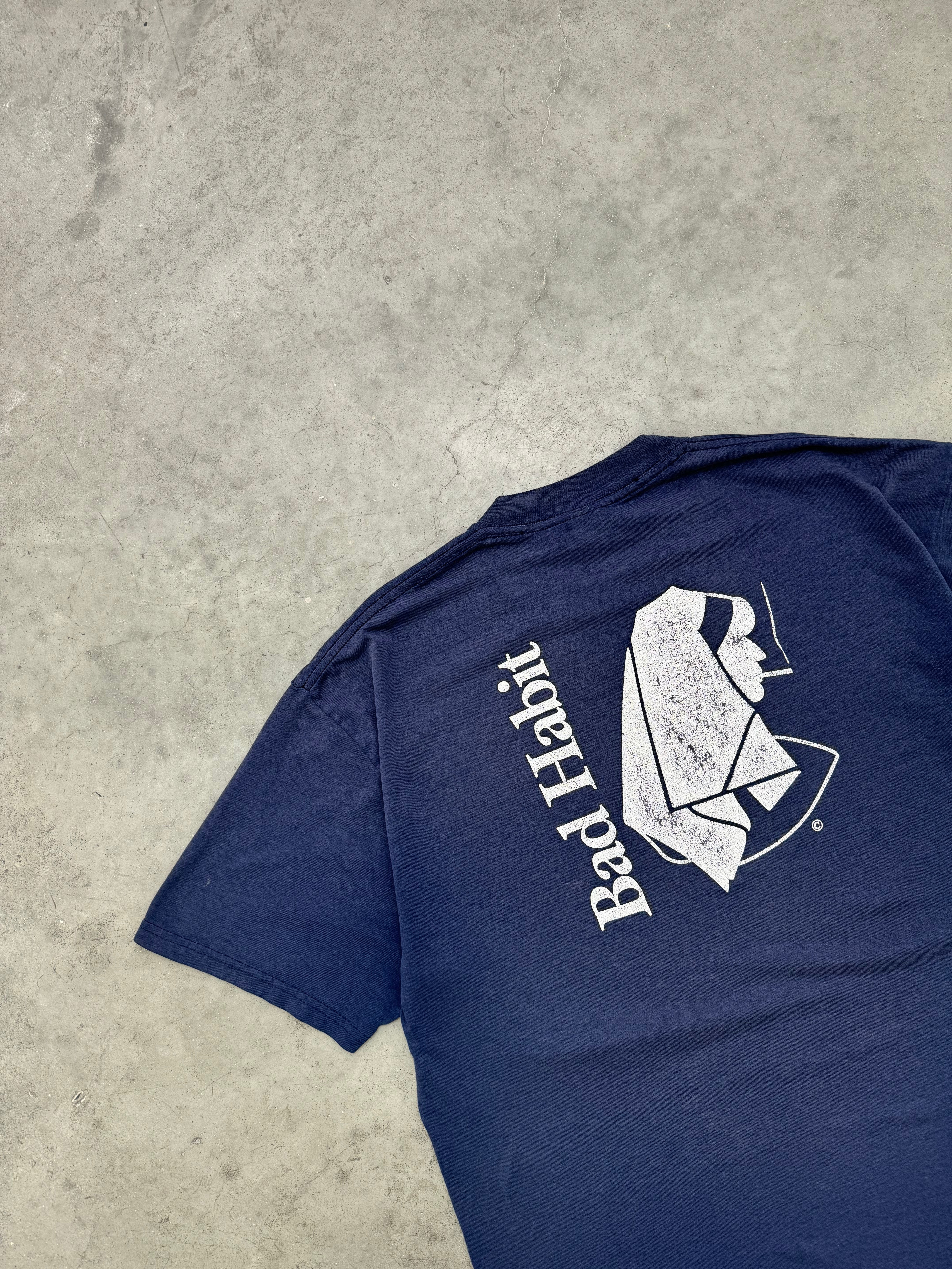 FADED NAVY BLUE "BAD HABIT" TEE - 1990S