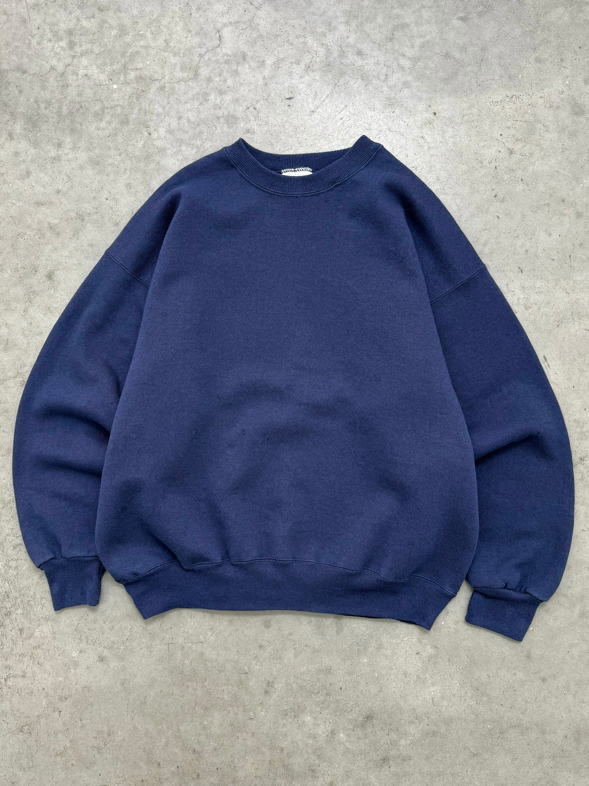 FADED NIGHT BLUE HANES HEAVYWEIGHT CREWNECK - 1990S