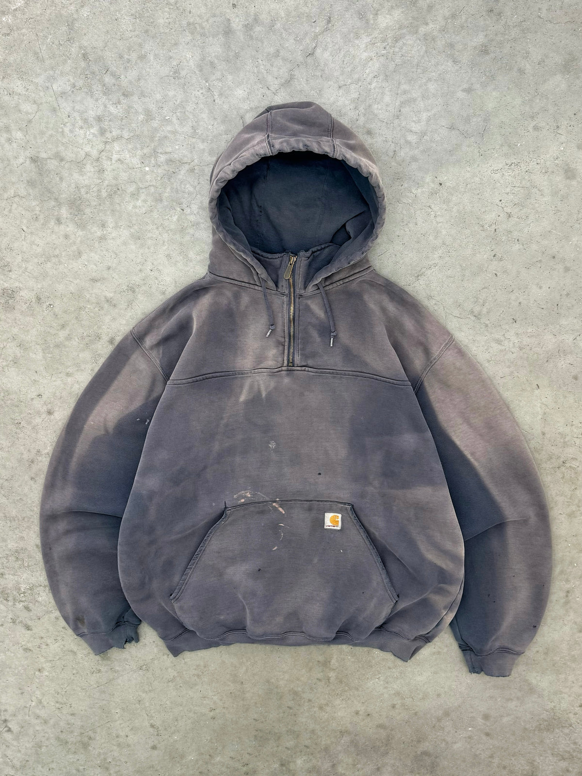 DISTRESSED SUN FADED GREY CARHARTT PARKA SWEATSHIRT - 2000S