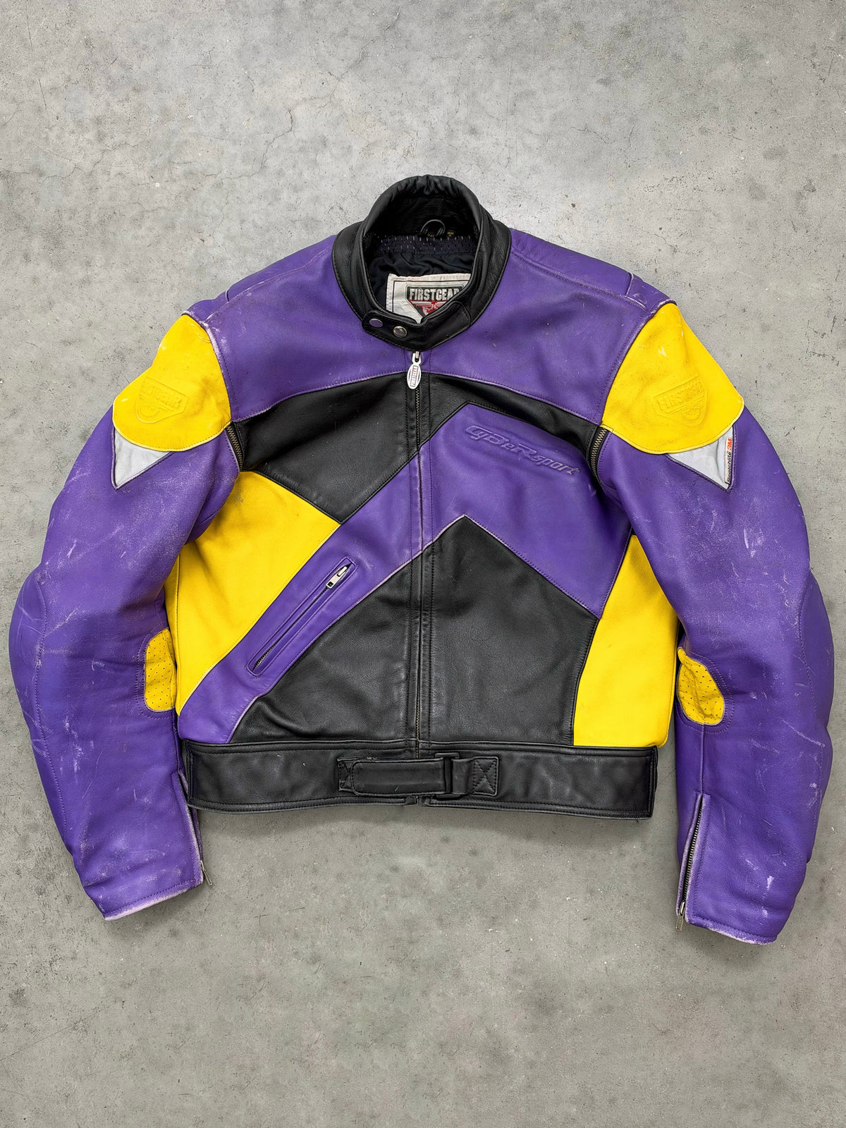 FADED PURPLE "CYBERSPORT" LEATHER MOTO JACKET - 1980S