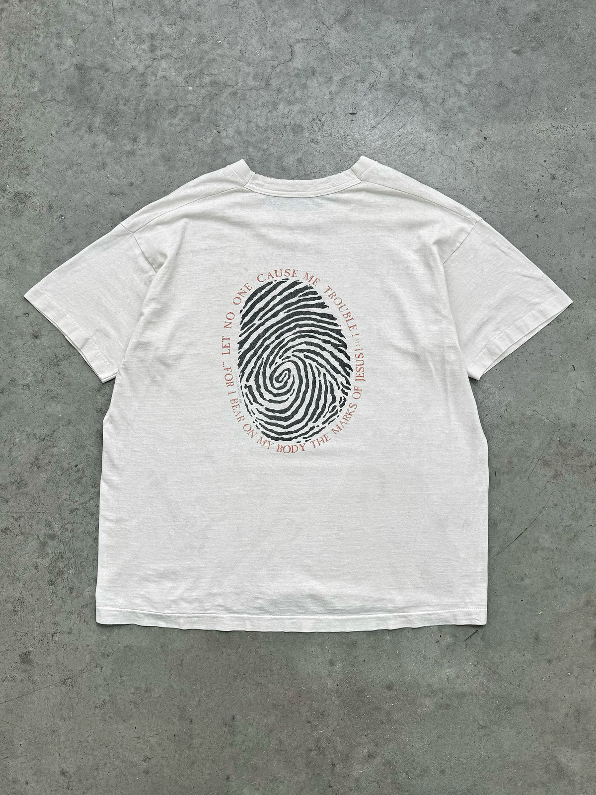 FADED WHITE "HAND MADE BY GOD" TEE - 1990S