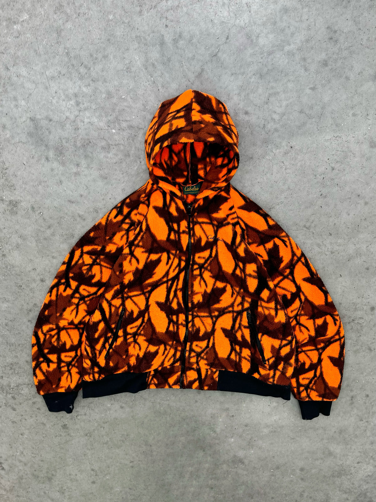 FADED ORANGE CAMO ZIP UP FLEECE - 1990S