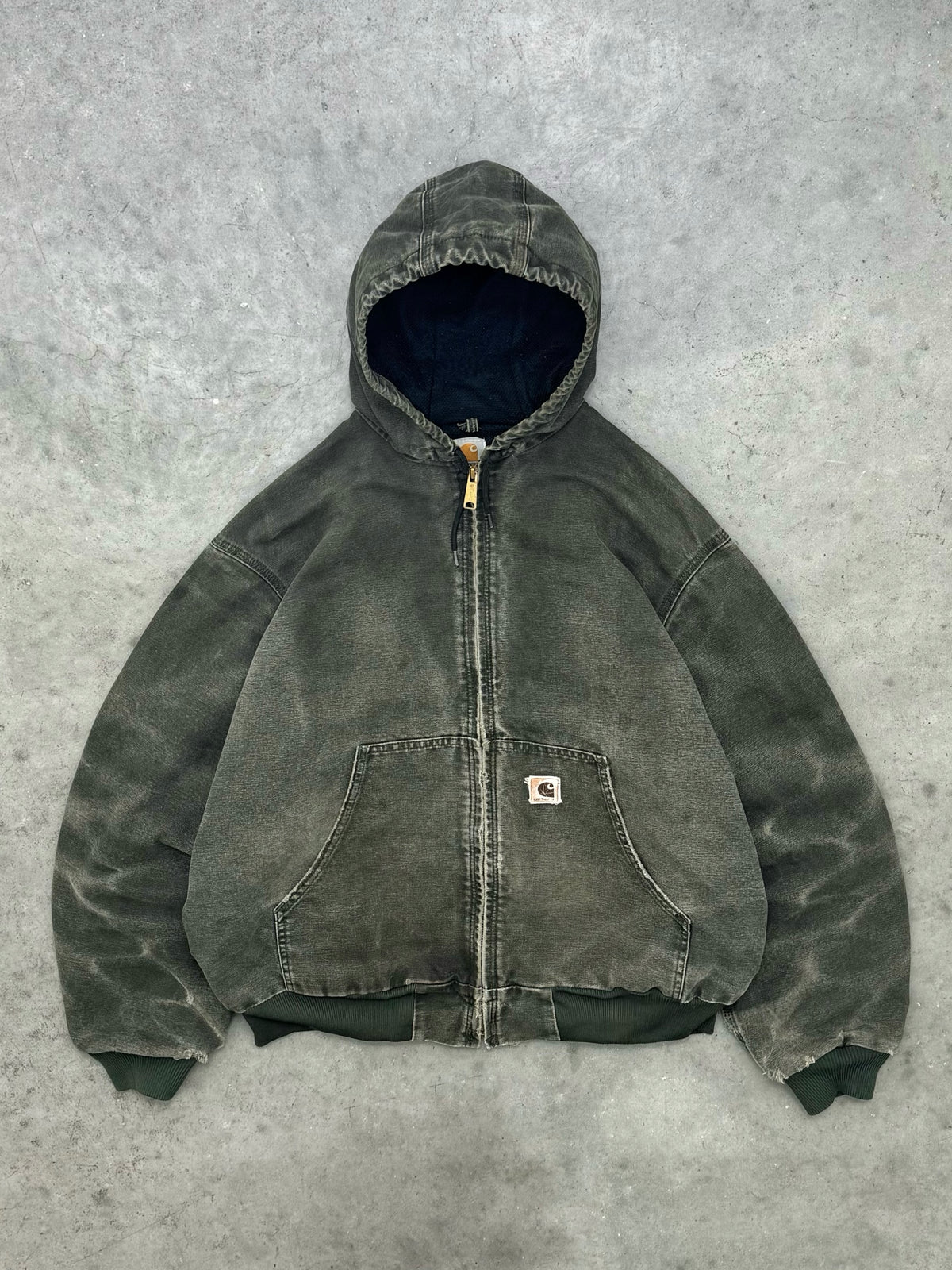 SUN FADED OLIVE CARHARTT ACTIVE JACKET - 1990S