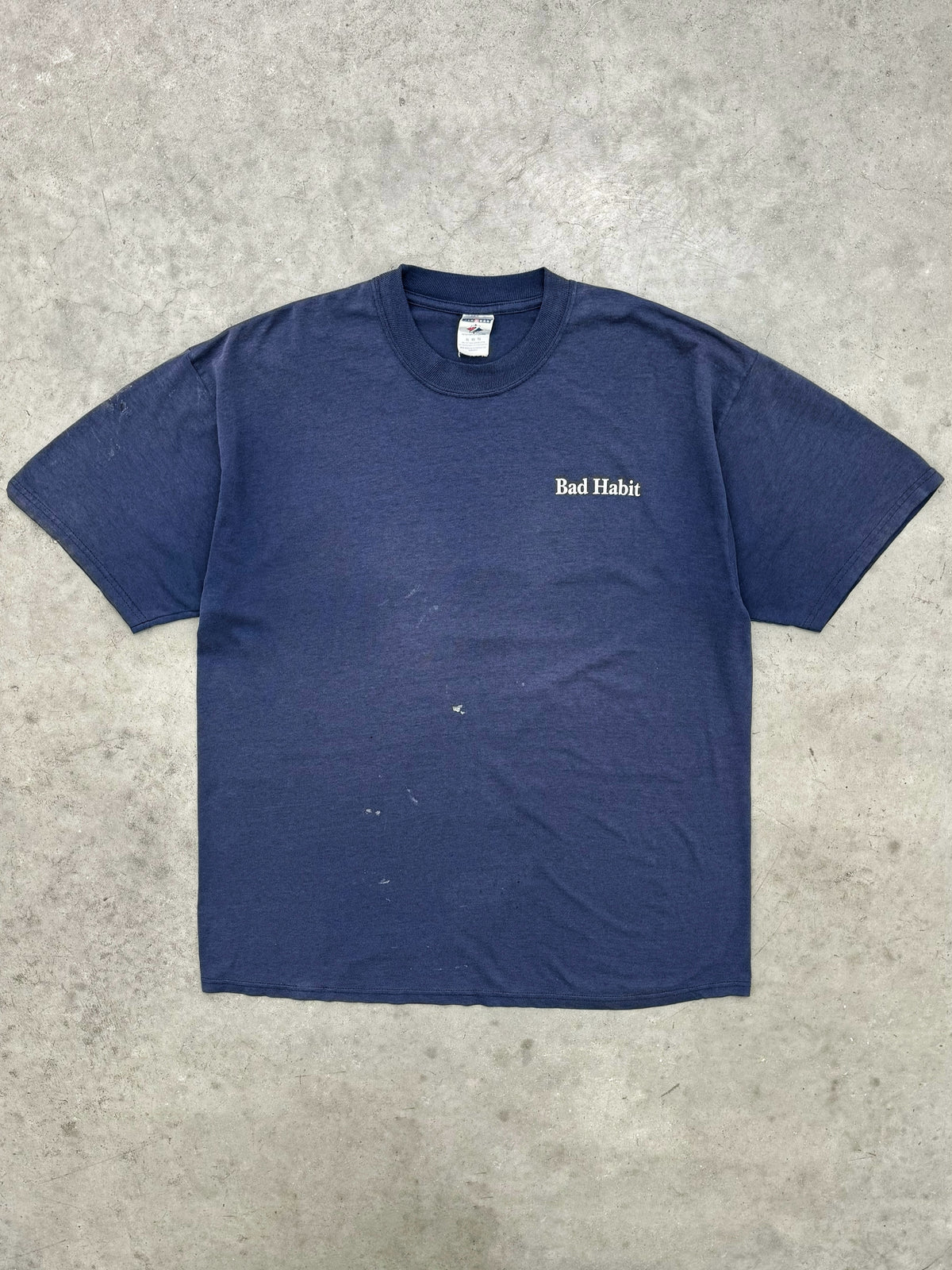 FADED NAVY BLUE "BAD HABIT" TEE - 1990S