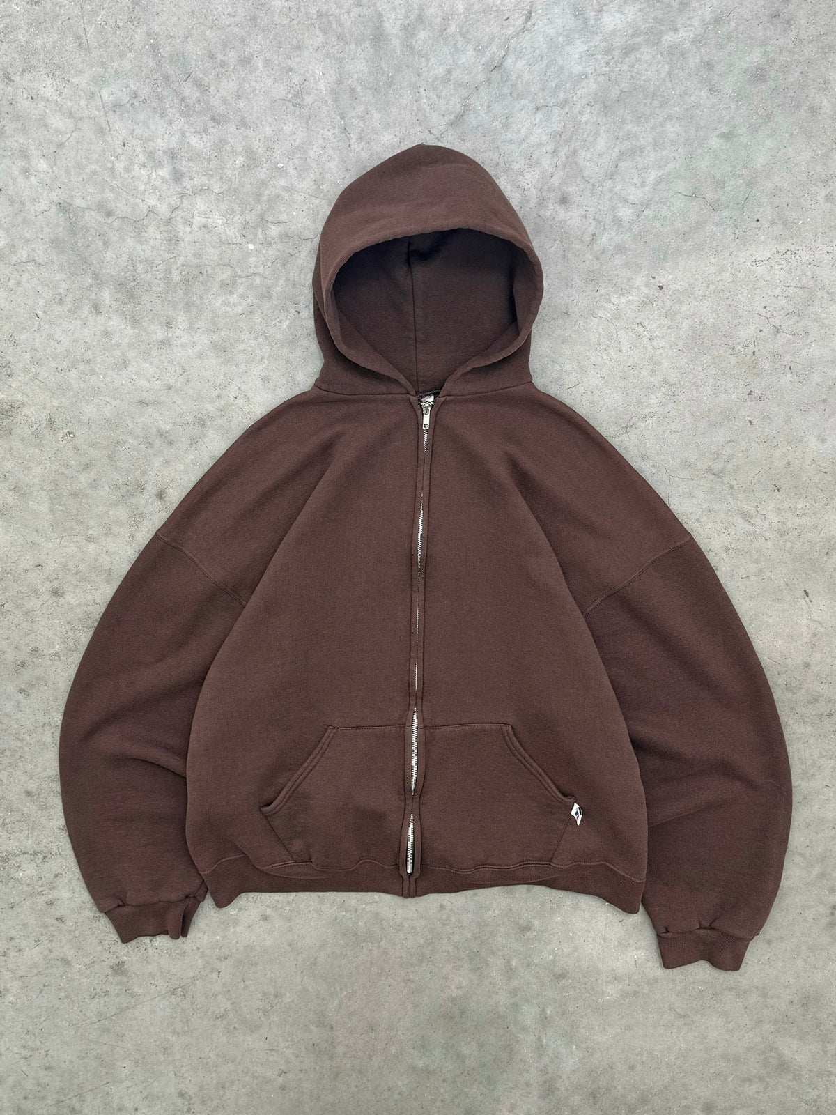 FADED MOCHA BROWN ZIP UP HOODIE - 2000S