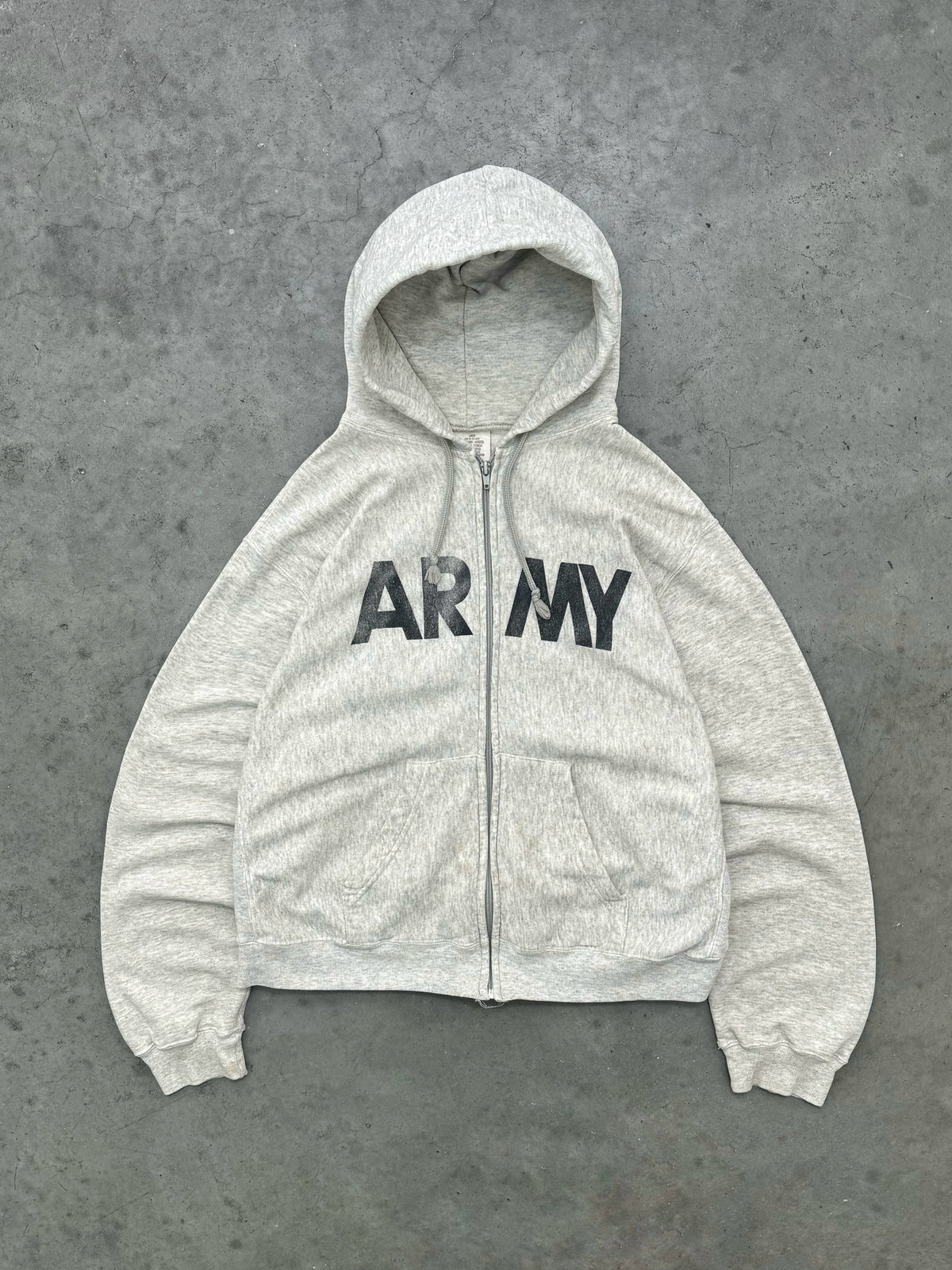 FADED HEATHER GREY "ARMY" HOODIE - 1980S