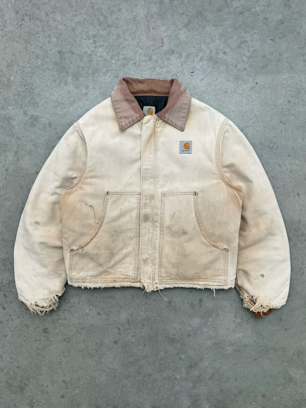 FADED BEIGE & DISTRESSED CARHARTT ARCTIC JACKET -1990S