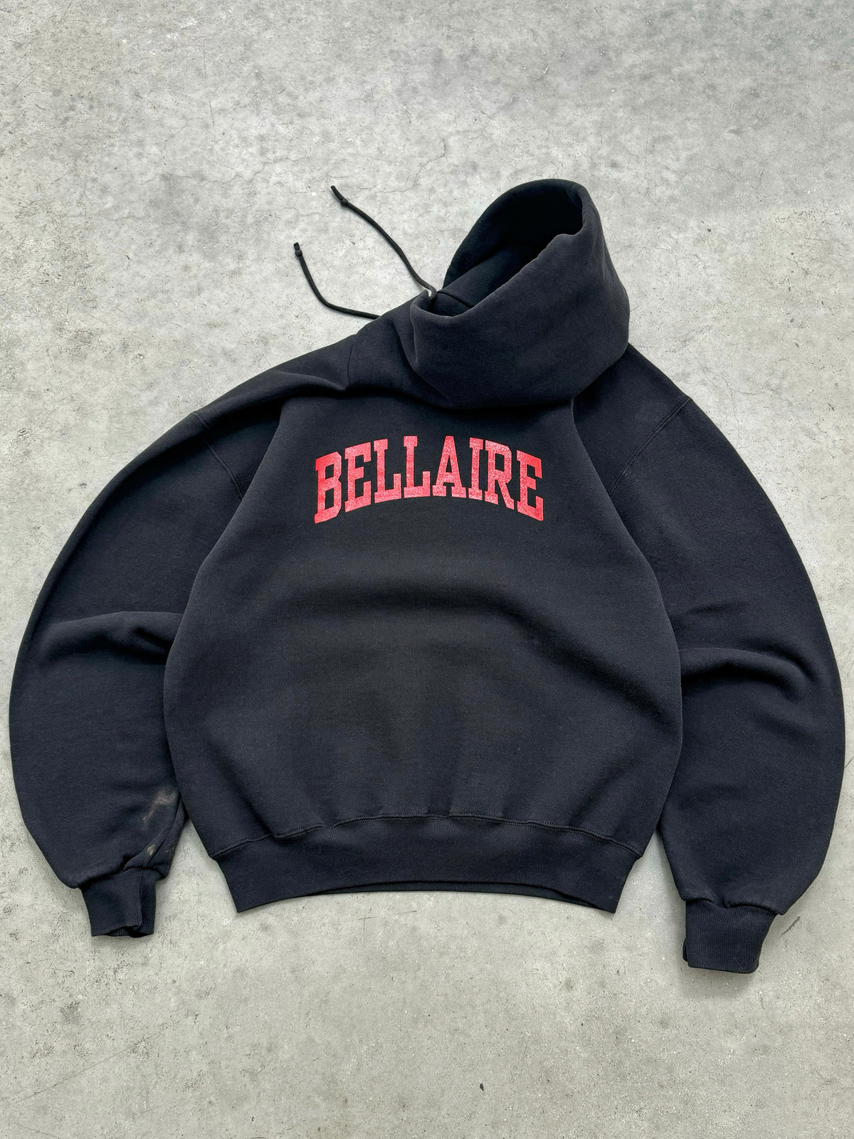 SUN FADED BLACK RUSSELL "BELLAIRE" HOODIE - 1990S