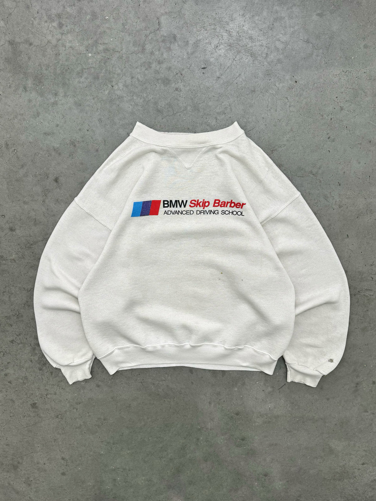 FADED BONE WHITE "BMW" CREWNECK - 1980S