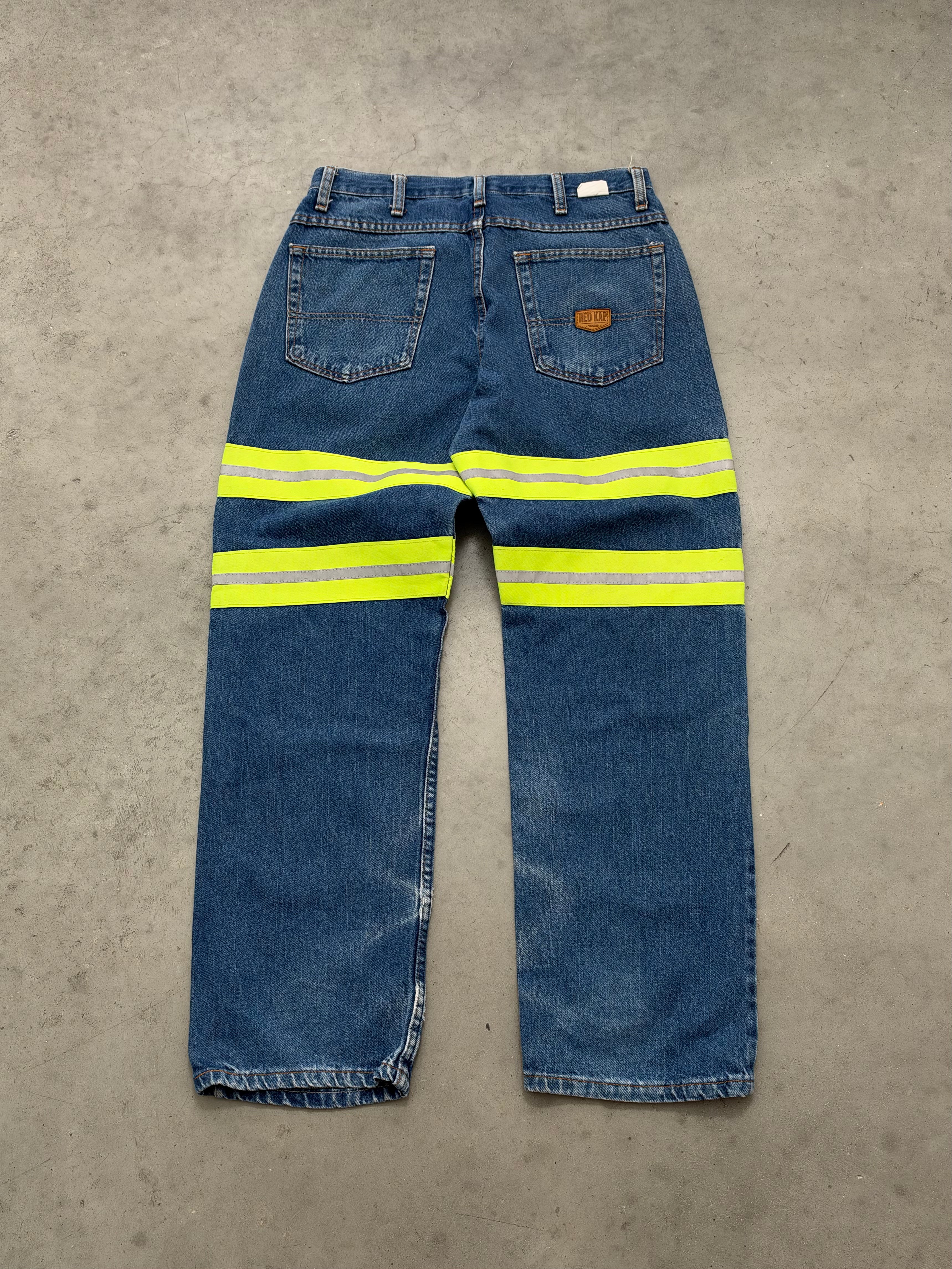 FADED BLUE 3M STRIPE WORKERS JEANS - 1990S