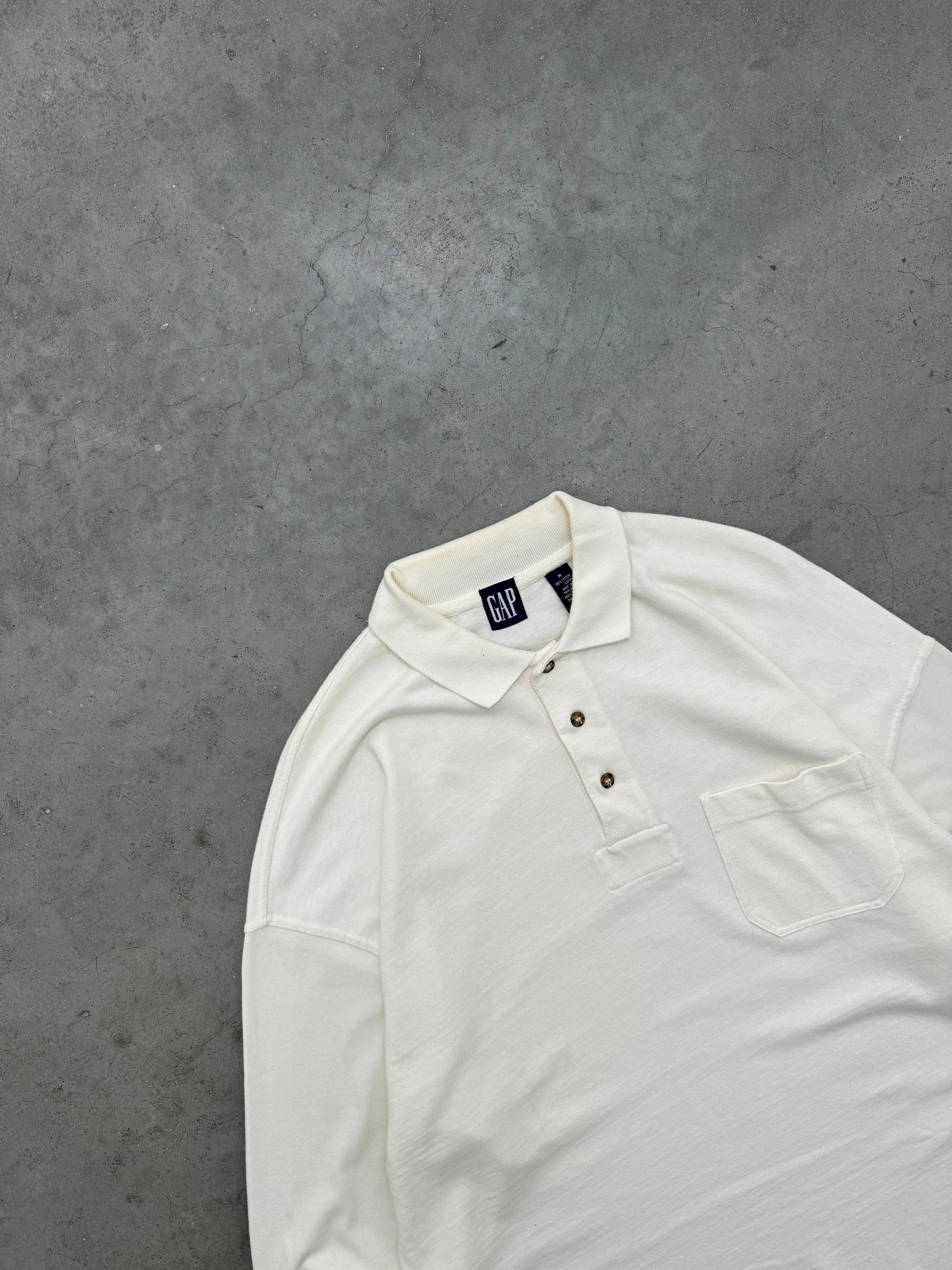 FADED OPTIC WHITE GAP LONGSLEEVE RUGBY - 1990S