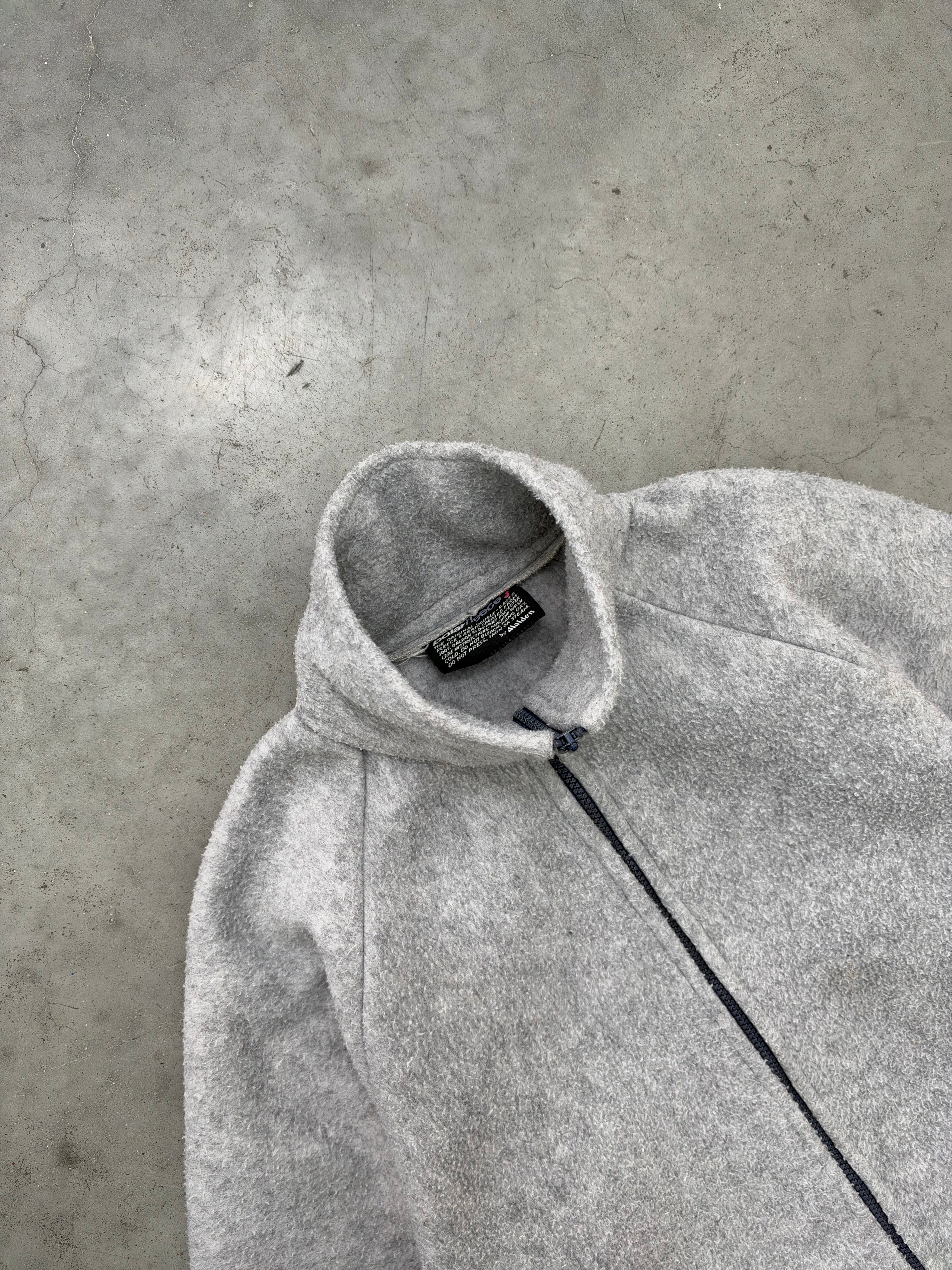 FADED HEATHER GREY ZIP UP POLAR FLEECE - 1980S