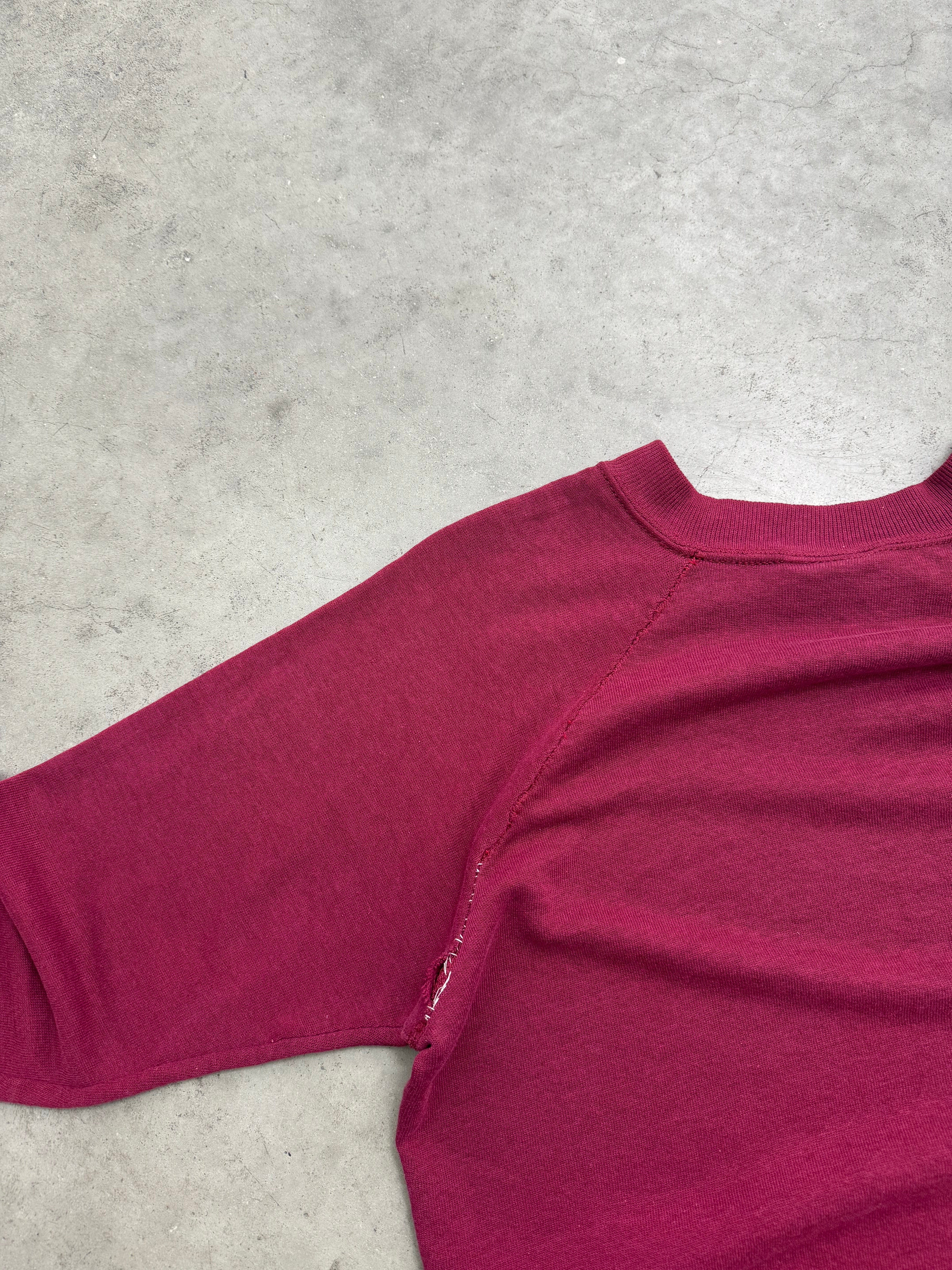FADED MAROON RAGLAN SLEEVE CREWNECK - 1980S
