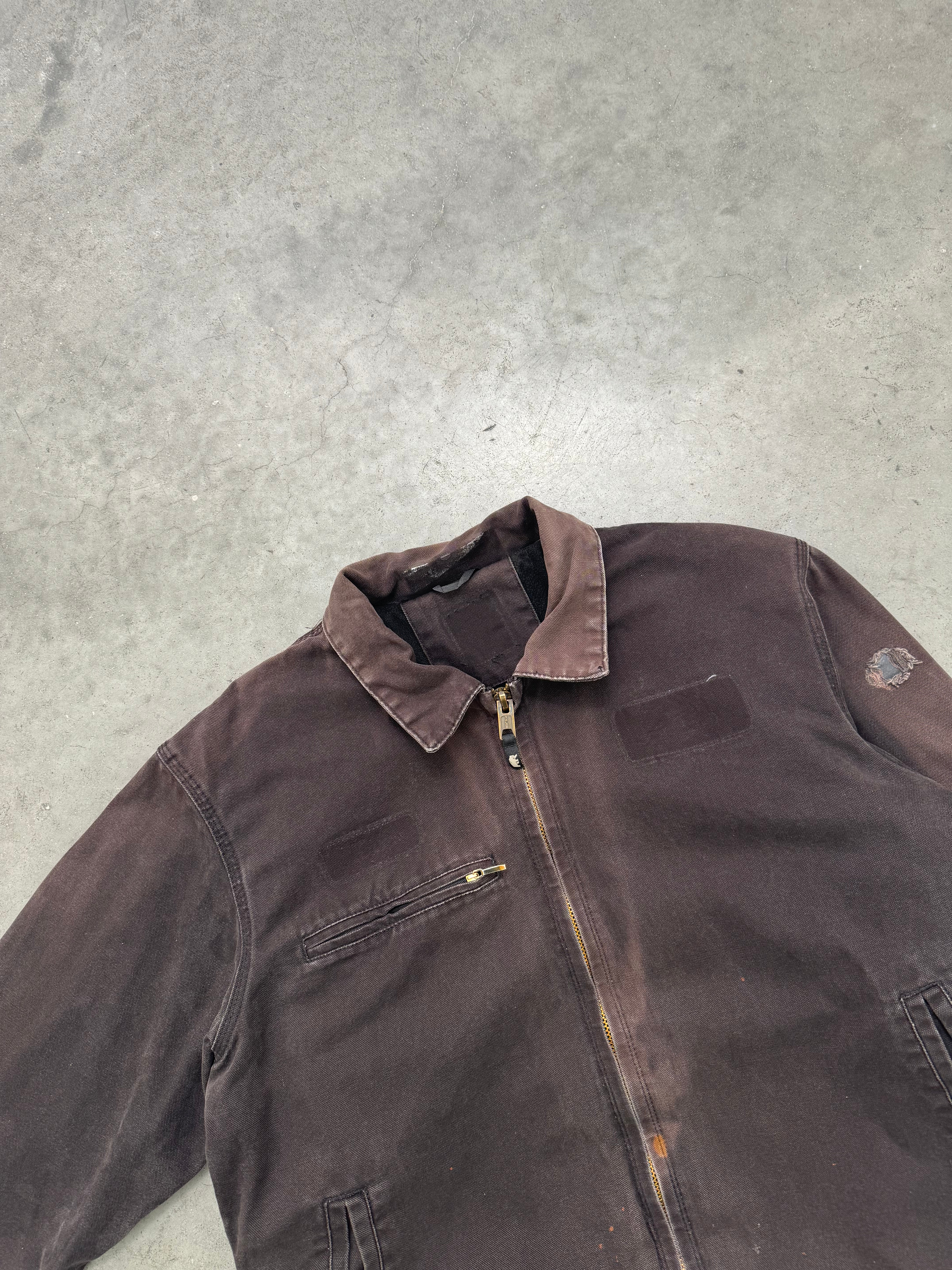 DISTRESSED & SUN FADED BROWN MECHANIC JACKET - 1980S