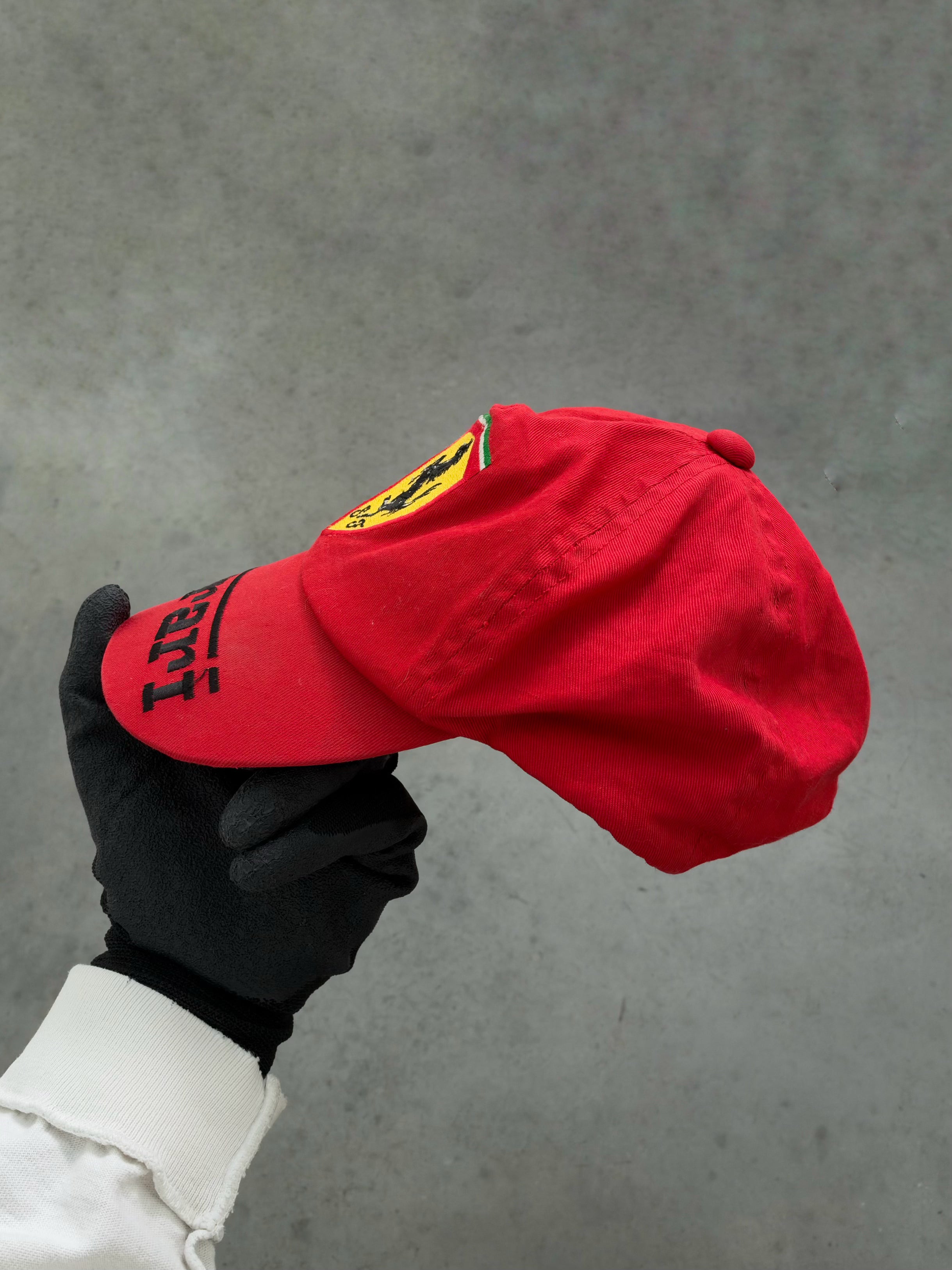 FADED RED "FERRARI" EMBLEM HAT - 2000S