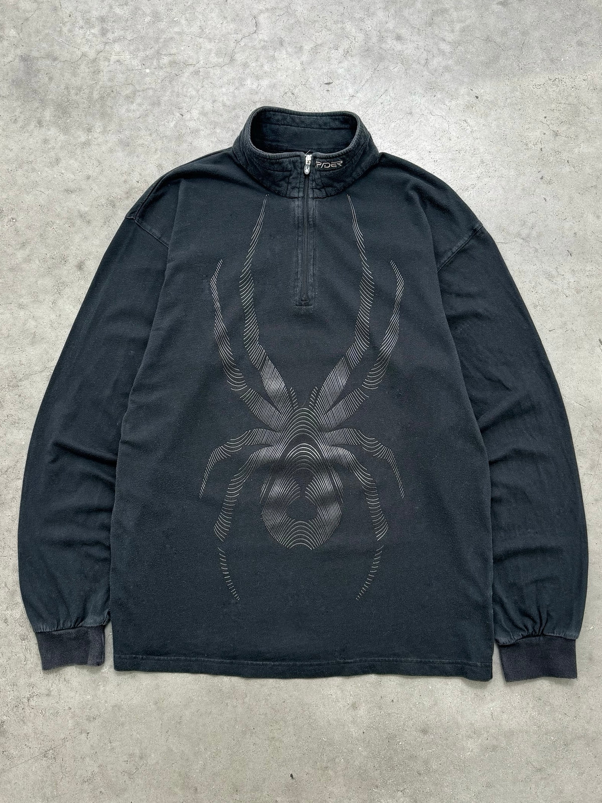 FADED BLACK SPYDER QUARTER ZIP LONG SLEEVE - 1990S