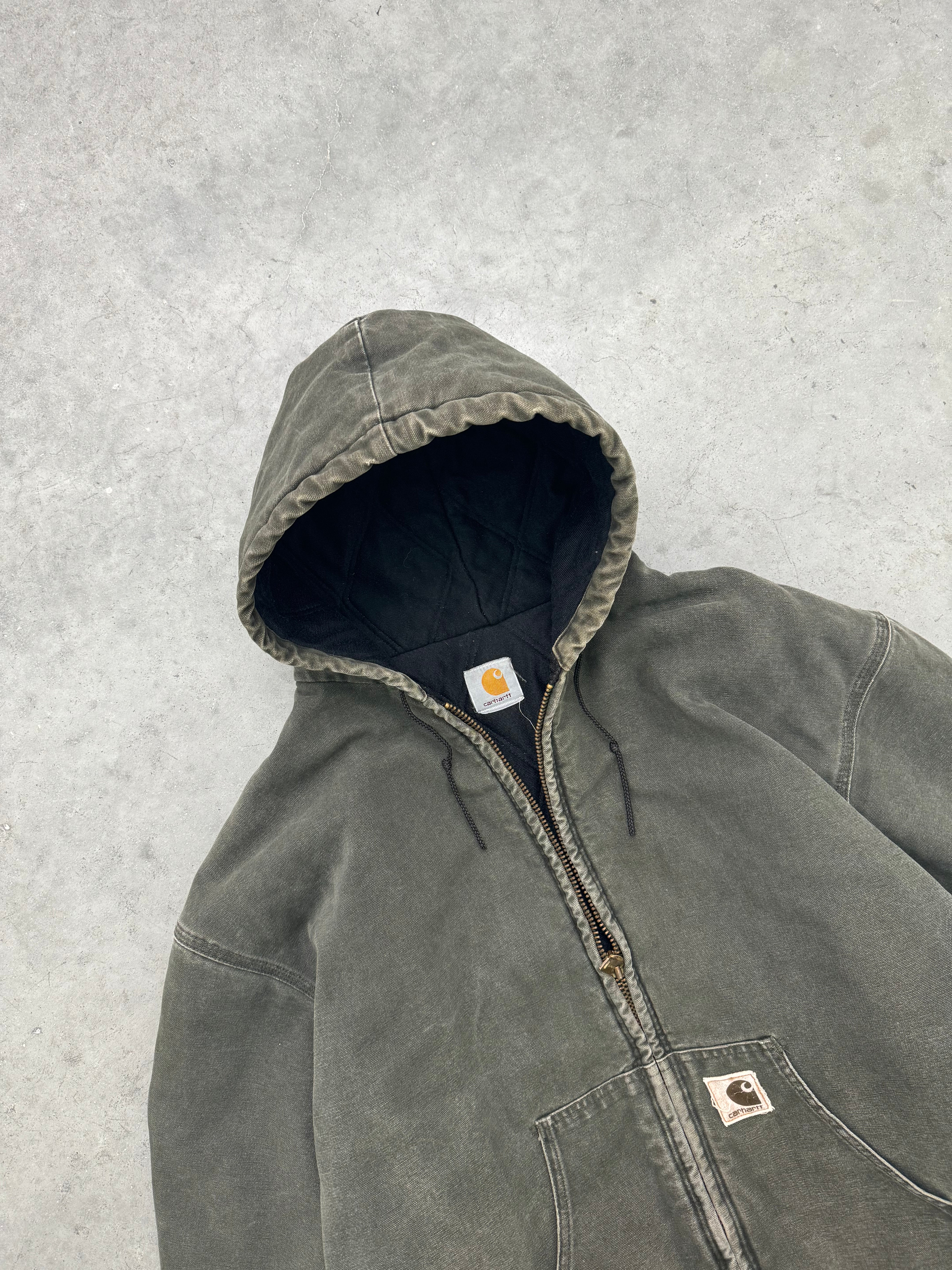 FADED OLIVE GREEN CARHARTT ACTIVE JACKET - 1990S