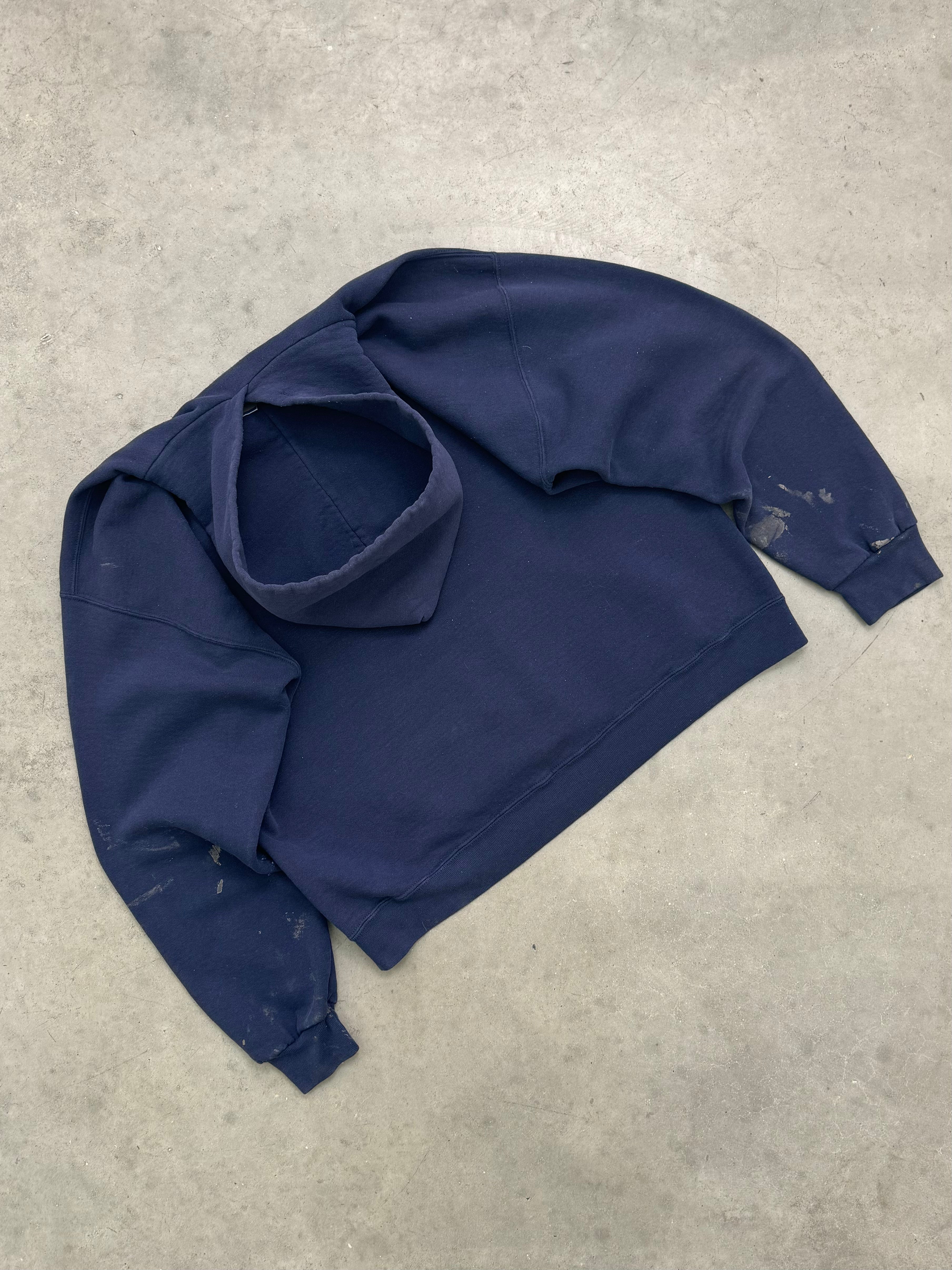 FADED NAVY BLUE PAINTERS RUSSELL HOODIE - 2000S