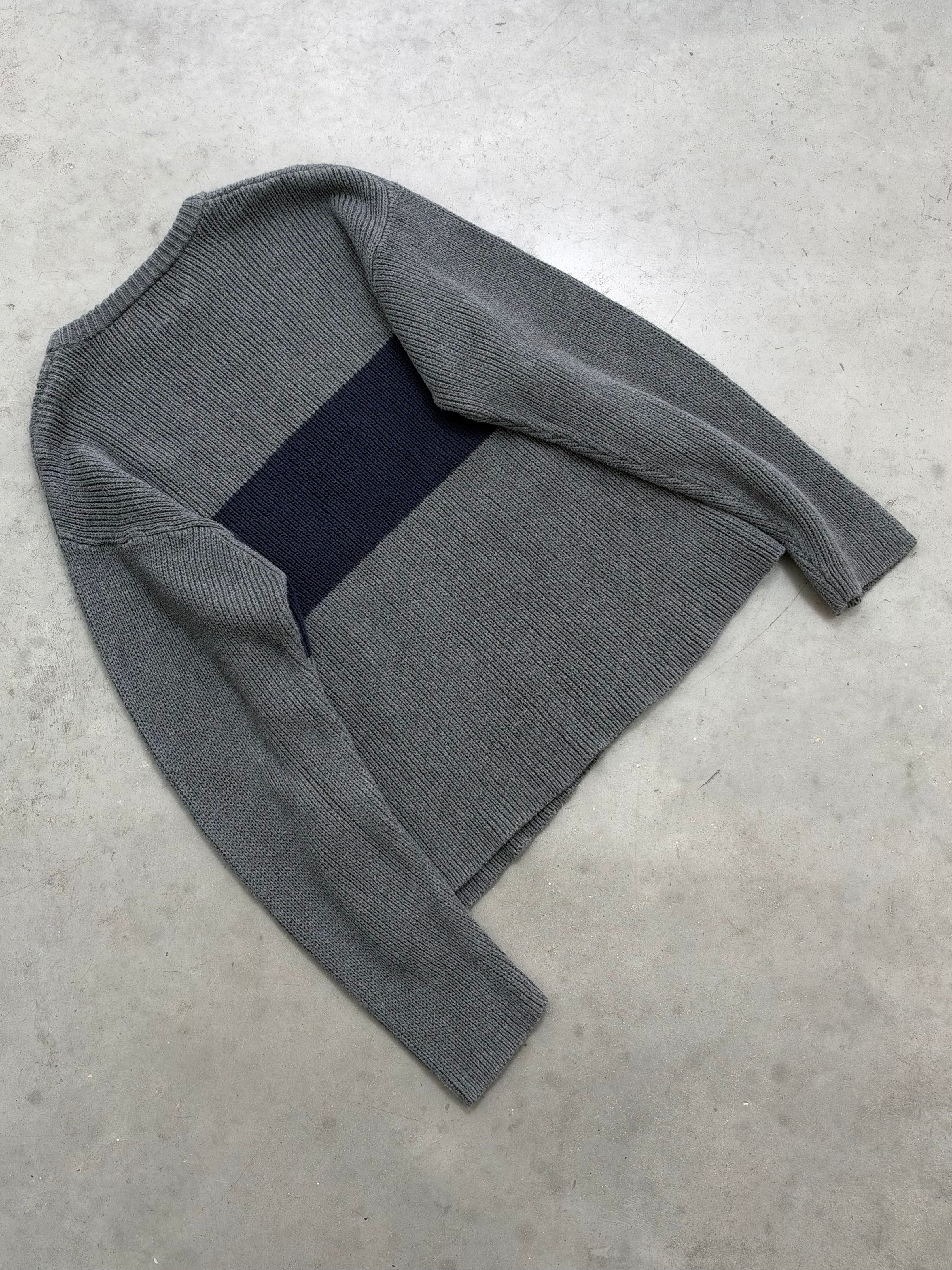 FADED CHARCOAL GAP STRIPE SWEATER - 1990S