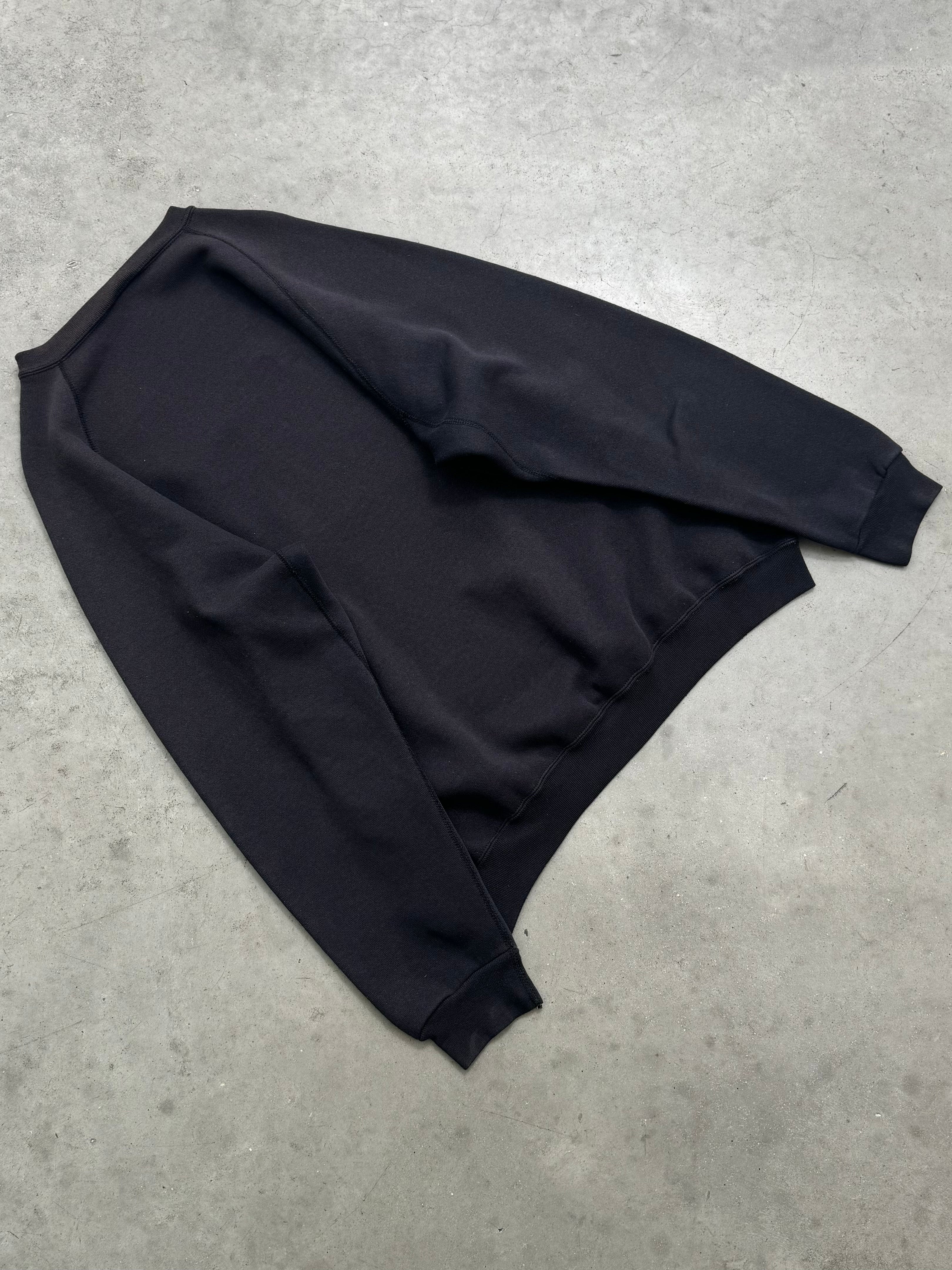 FADED BLACK RAGLAN SLEEVE CREWNECK - 1990S
