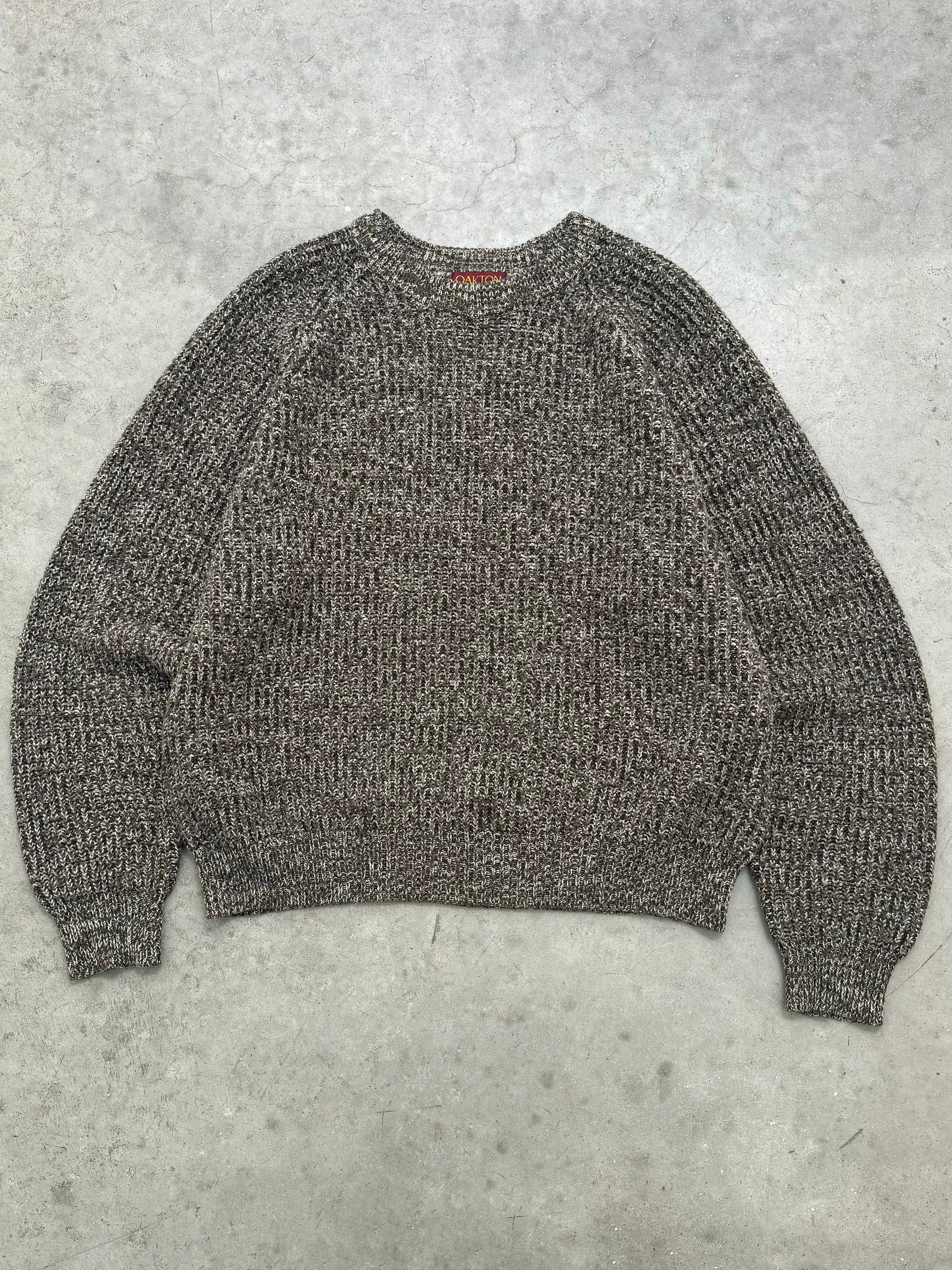 FADED CHARCOAL KNIT CREWNECK SWEATER - 1990S