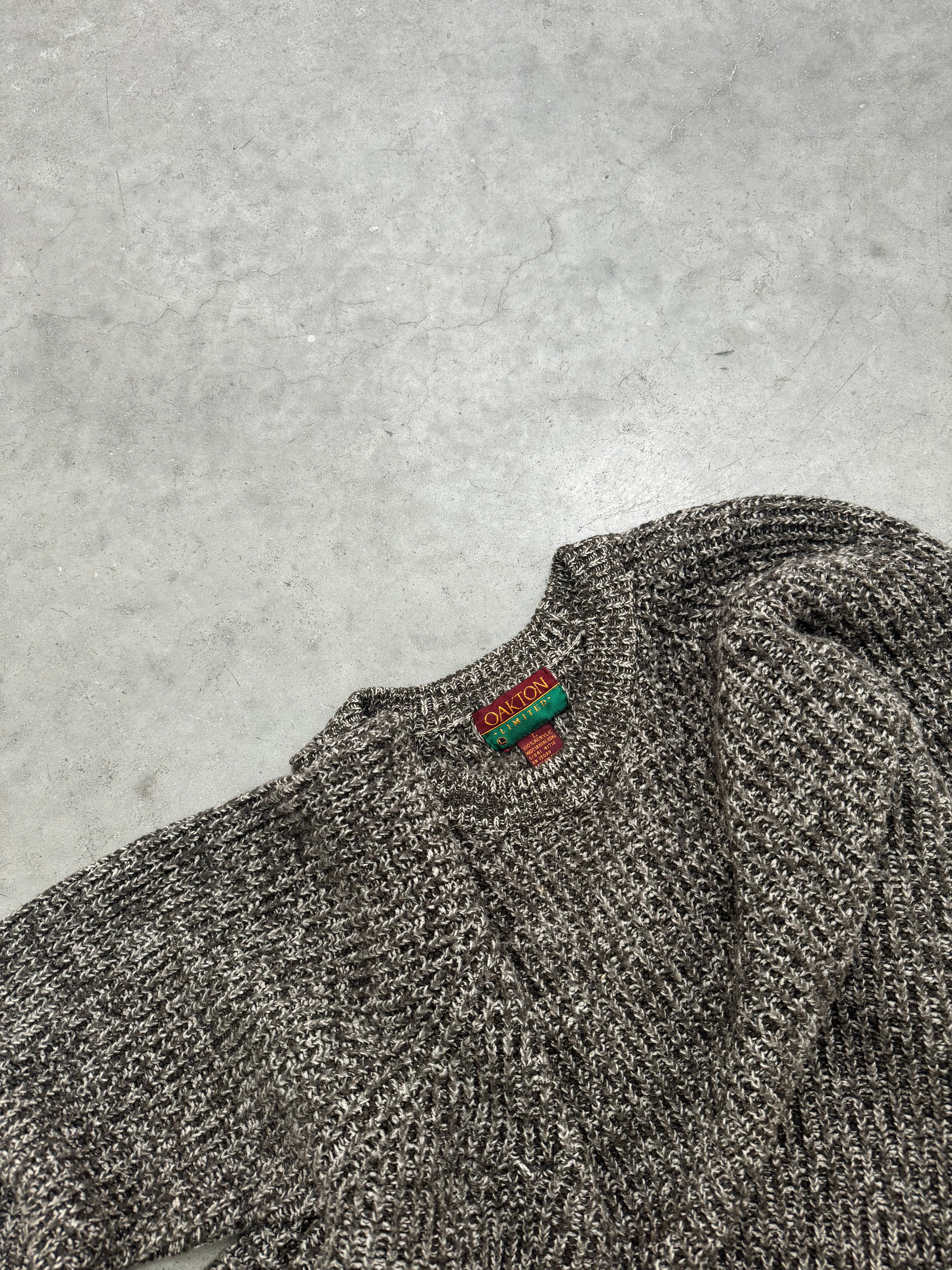 FADED CHARCOAL KNIT CREWNECK SWEATER - 1990S
