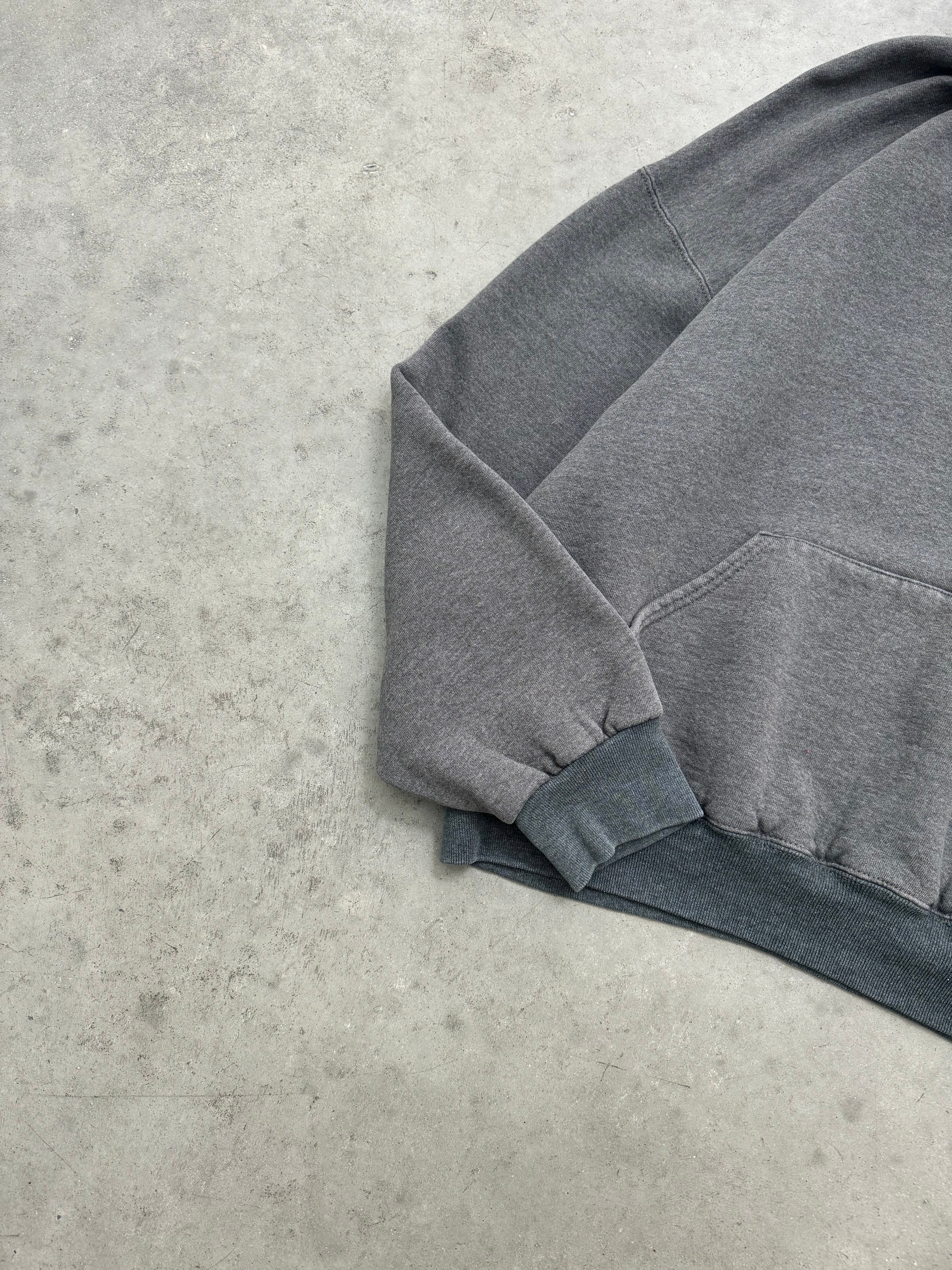FADED CHARCOAL GREY TWO-TONE RUSSELL HOODIE - 1990S