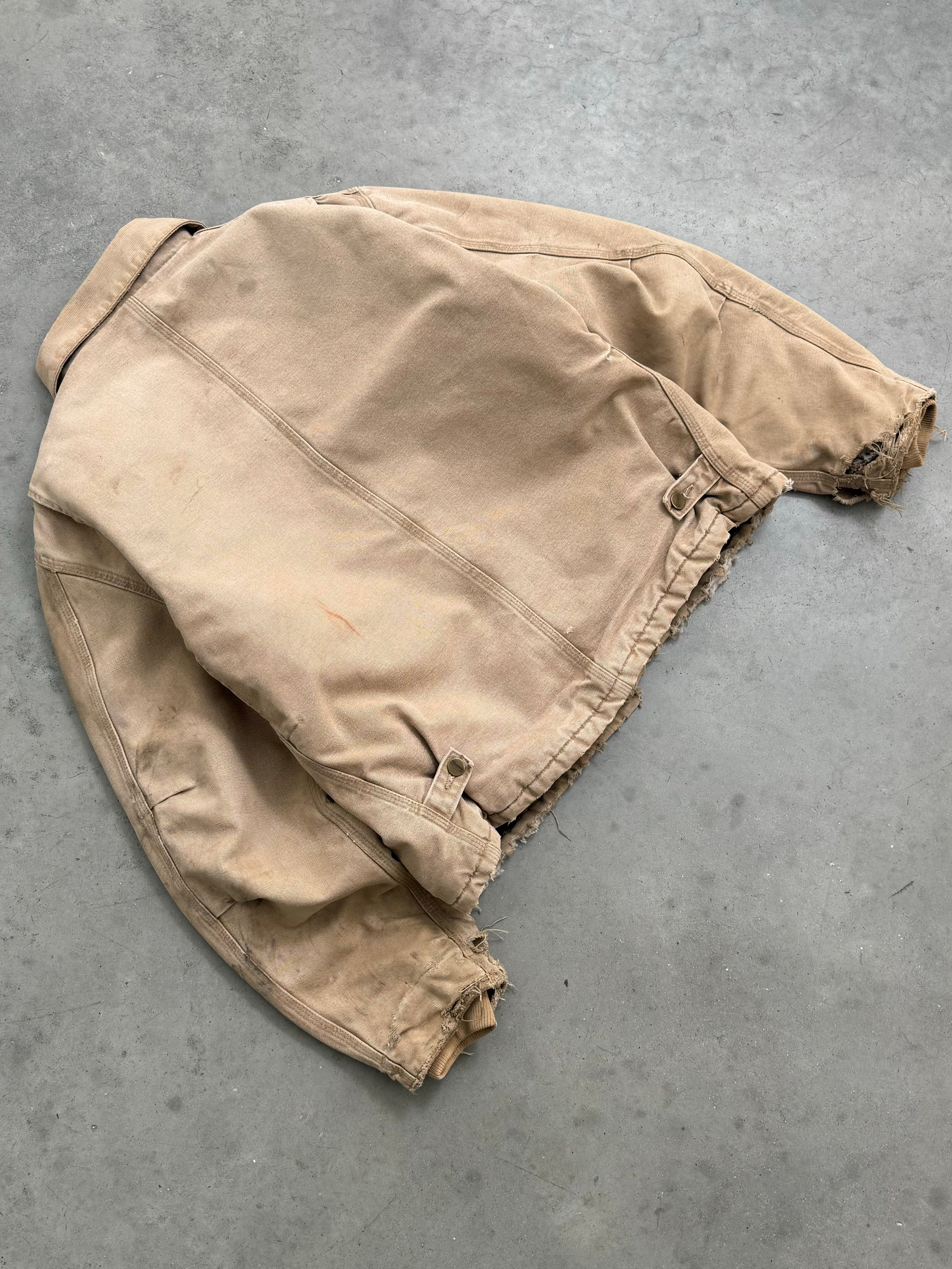 FADED BEIGE & DISTRESSED CARHARTT ARCTIC JACKET - 1990S