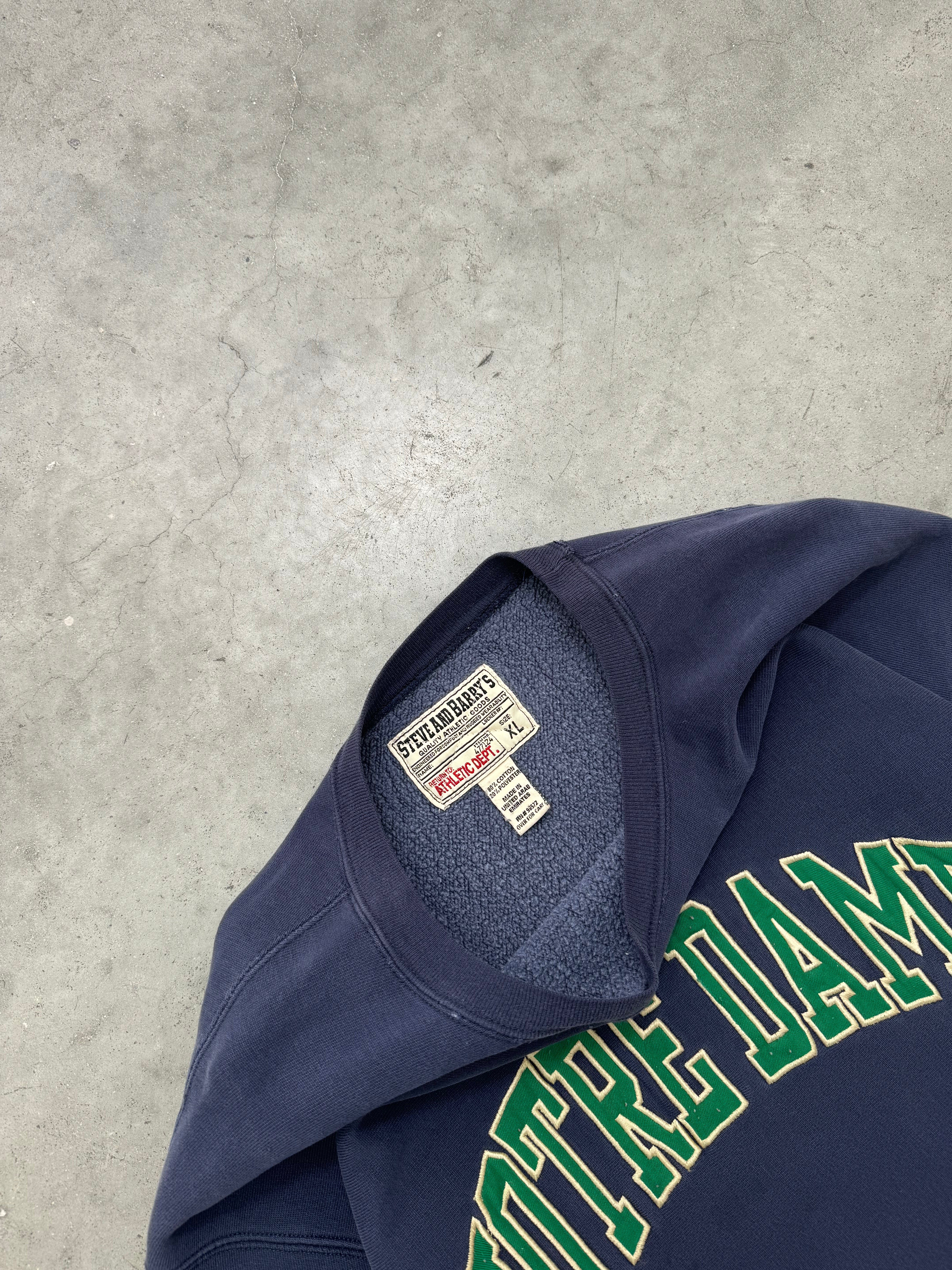 FADED INK BLUE "NOTRE DAME" HEAVYWEIGHT CREWNECK - 2000S