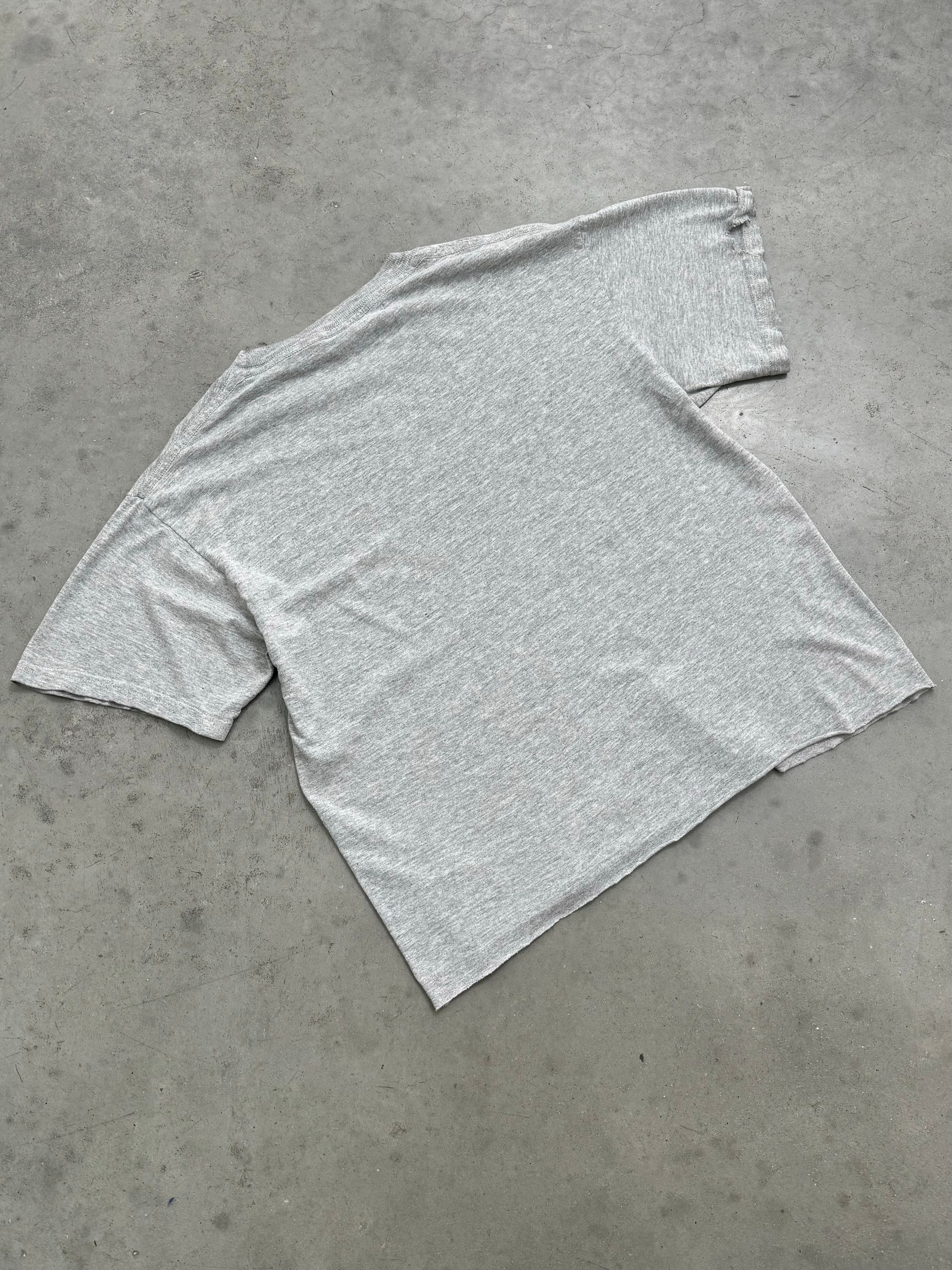 DISTRESSED & FADED HEATHER GREY "BRIDGE THE GAP" TEE - 1990S