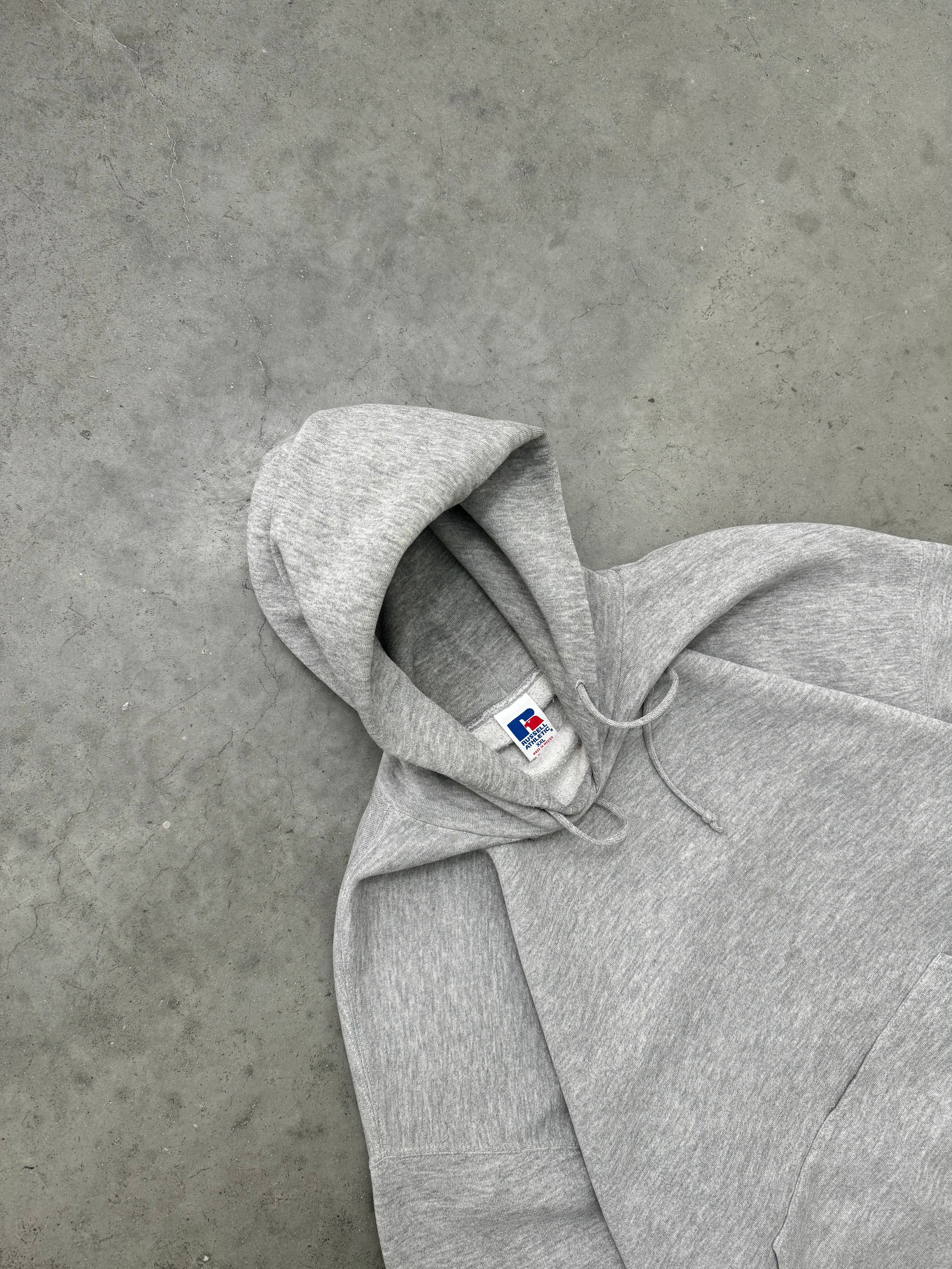 FADED HEATHER GREY RUSSELL HOODIE - 1990S