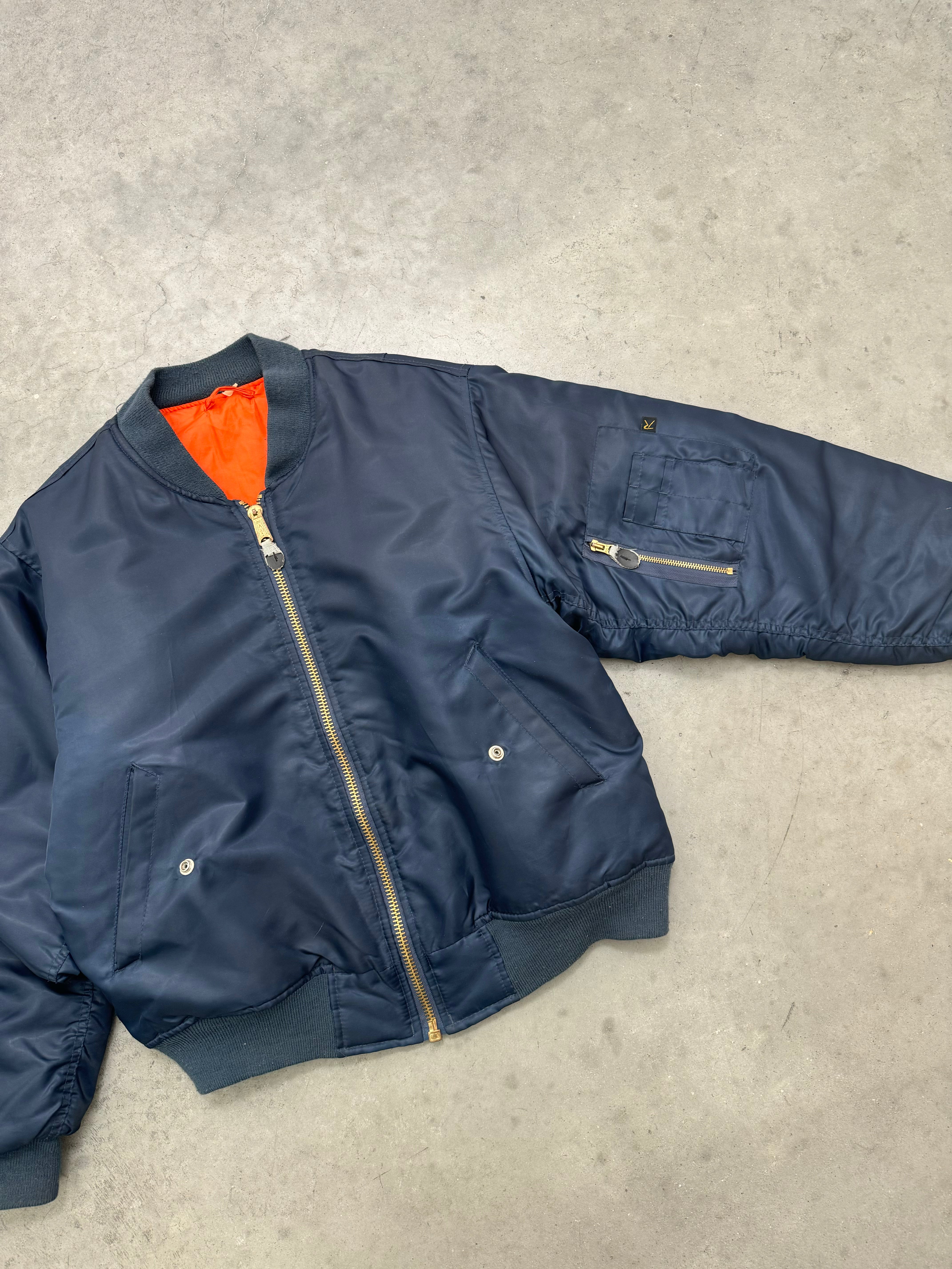 FADED NAVY BLUE MA-1 BOMBER JACKET - 2000S