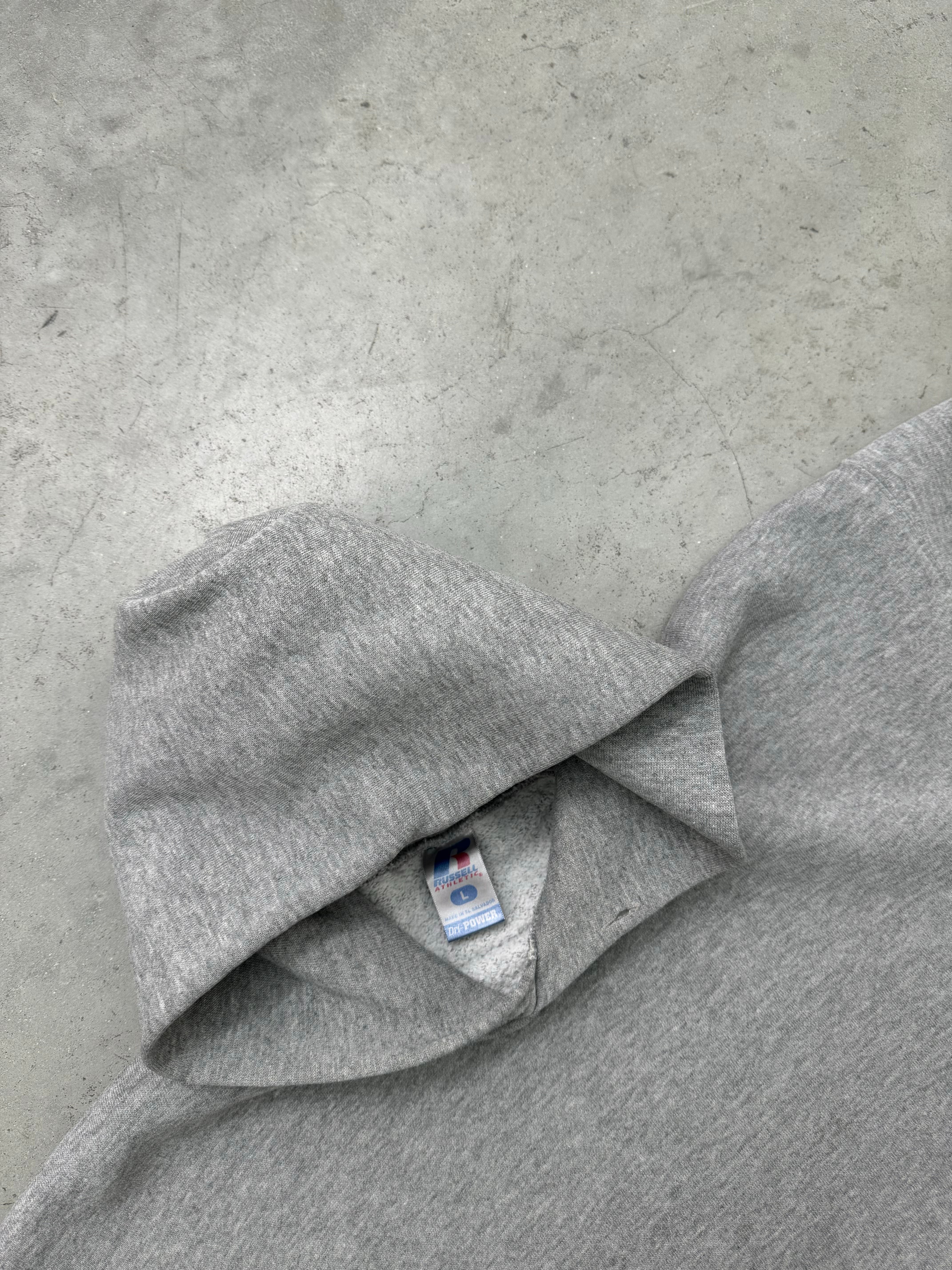 FADED HEATHER GREY RUSSELL HOODIE - 1990S
