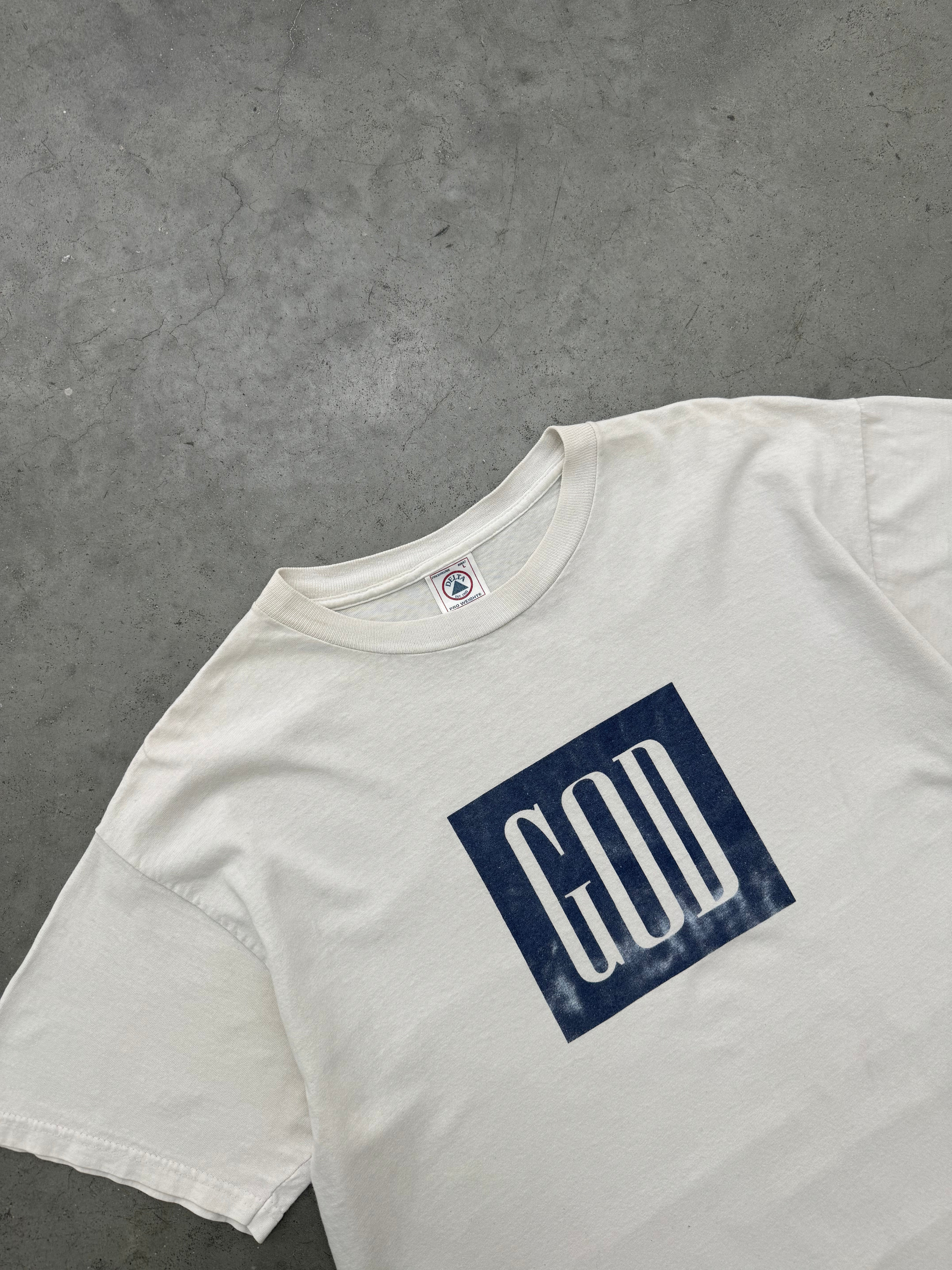 FADED BONE WHITE "GOD" TEE - 1990S