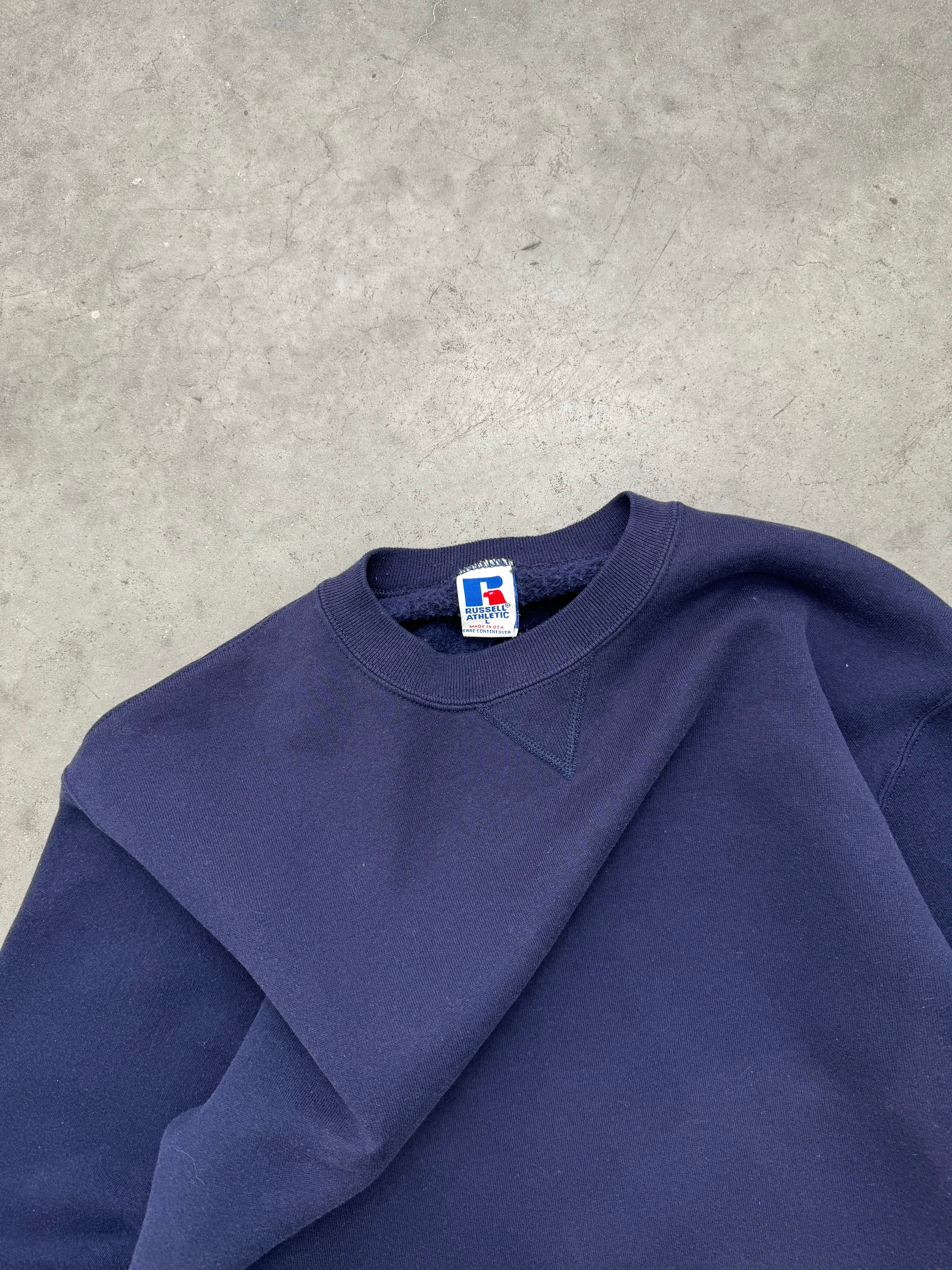FADED NAVY RUSSELL CREWNECK - 1990S