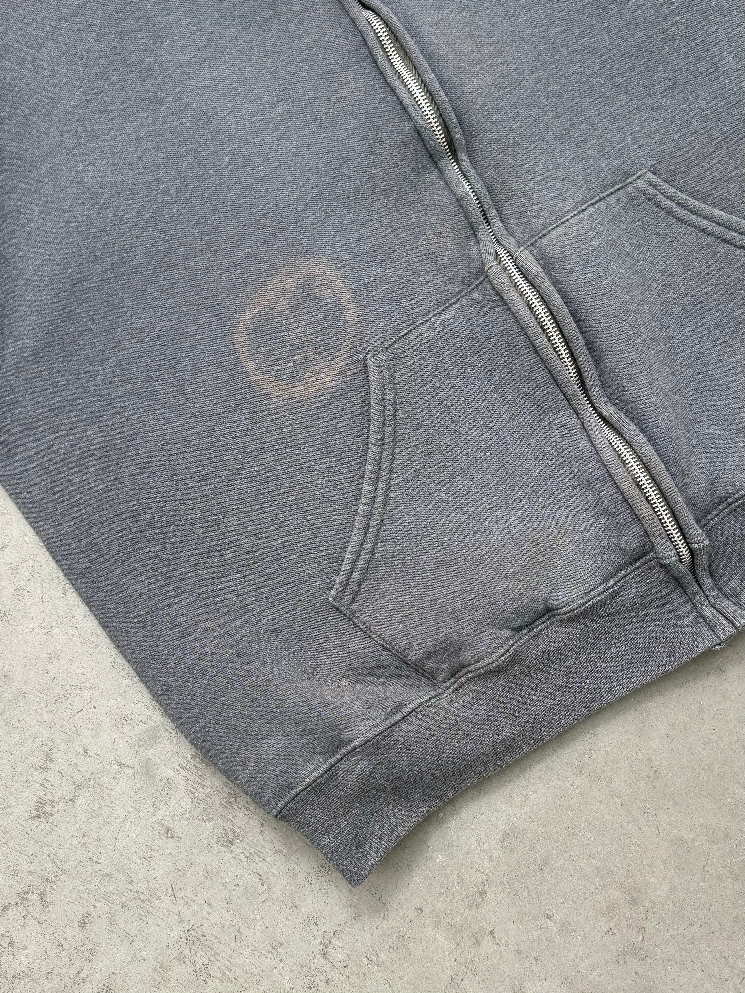 FADED CHARCOAL GREY RUSSELL ZIP HOODIE - 2000S