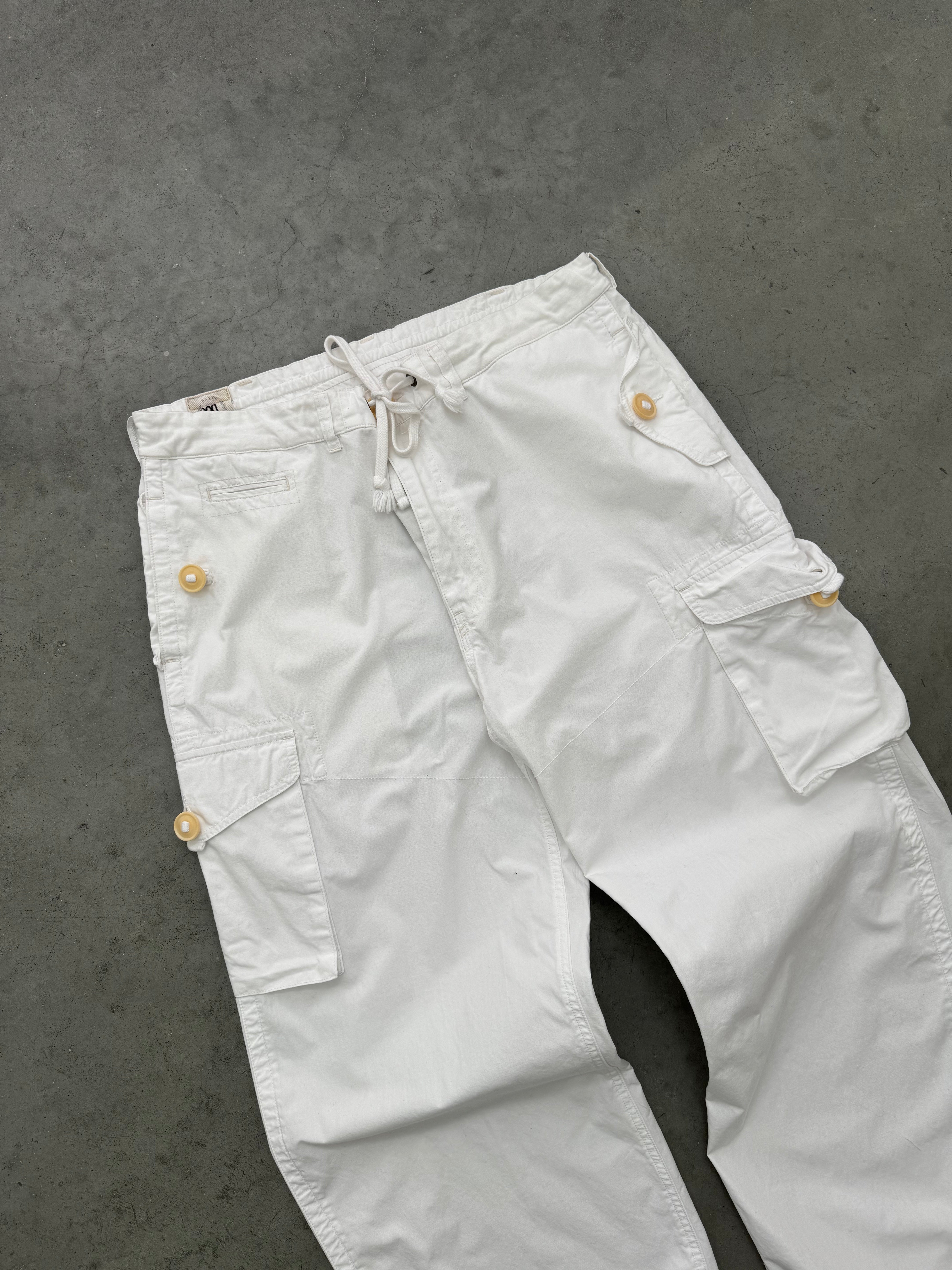 WHITE POLO RALPH LAUREN CARGO PANTS - 2000S