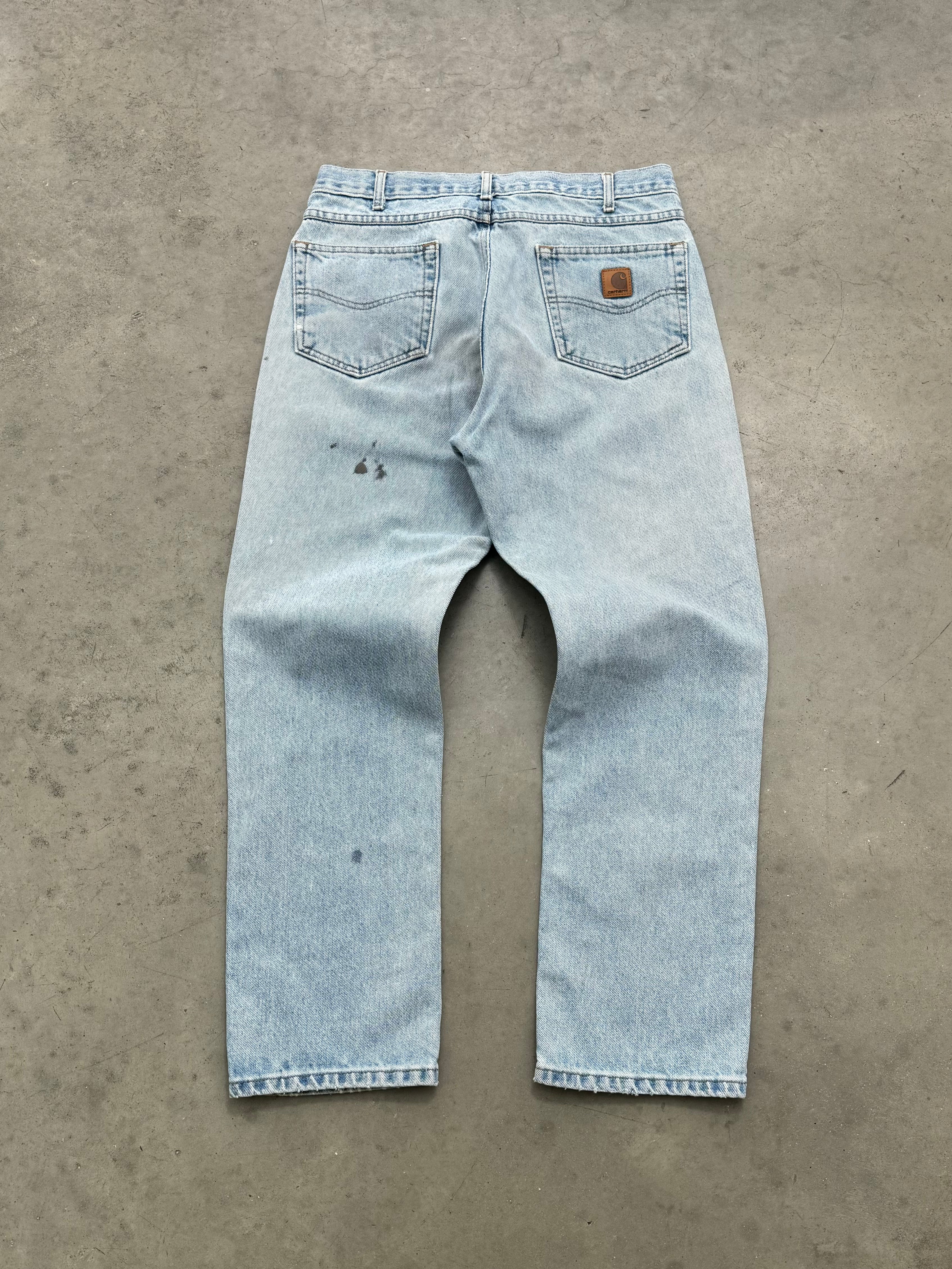 DISTRESSED & FADED LIGHT BLUE CARHARTT JEANS - 1990S