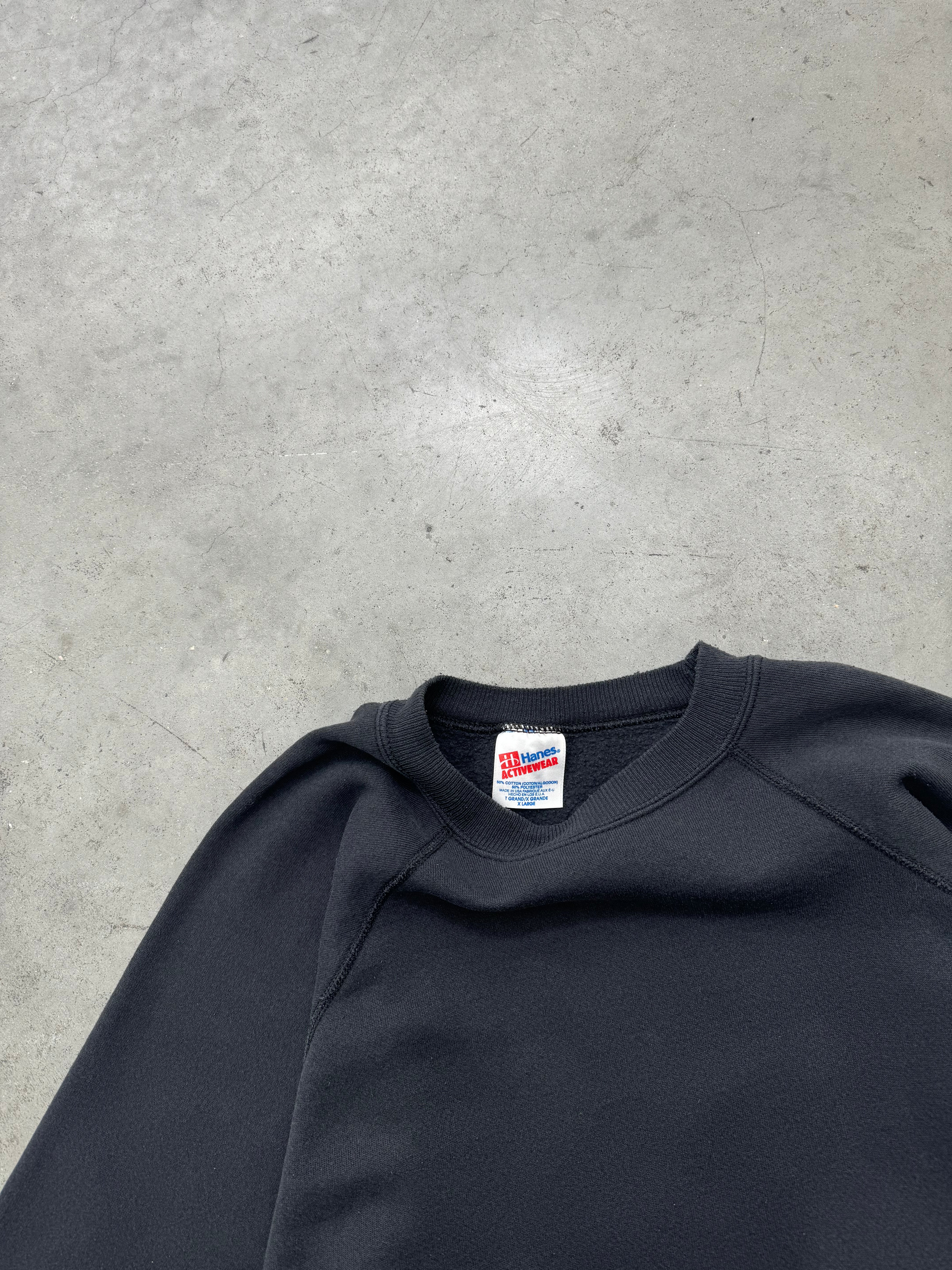 FADED BLACK RAGLAN CREWNECK - 1980S