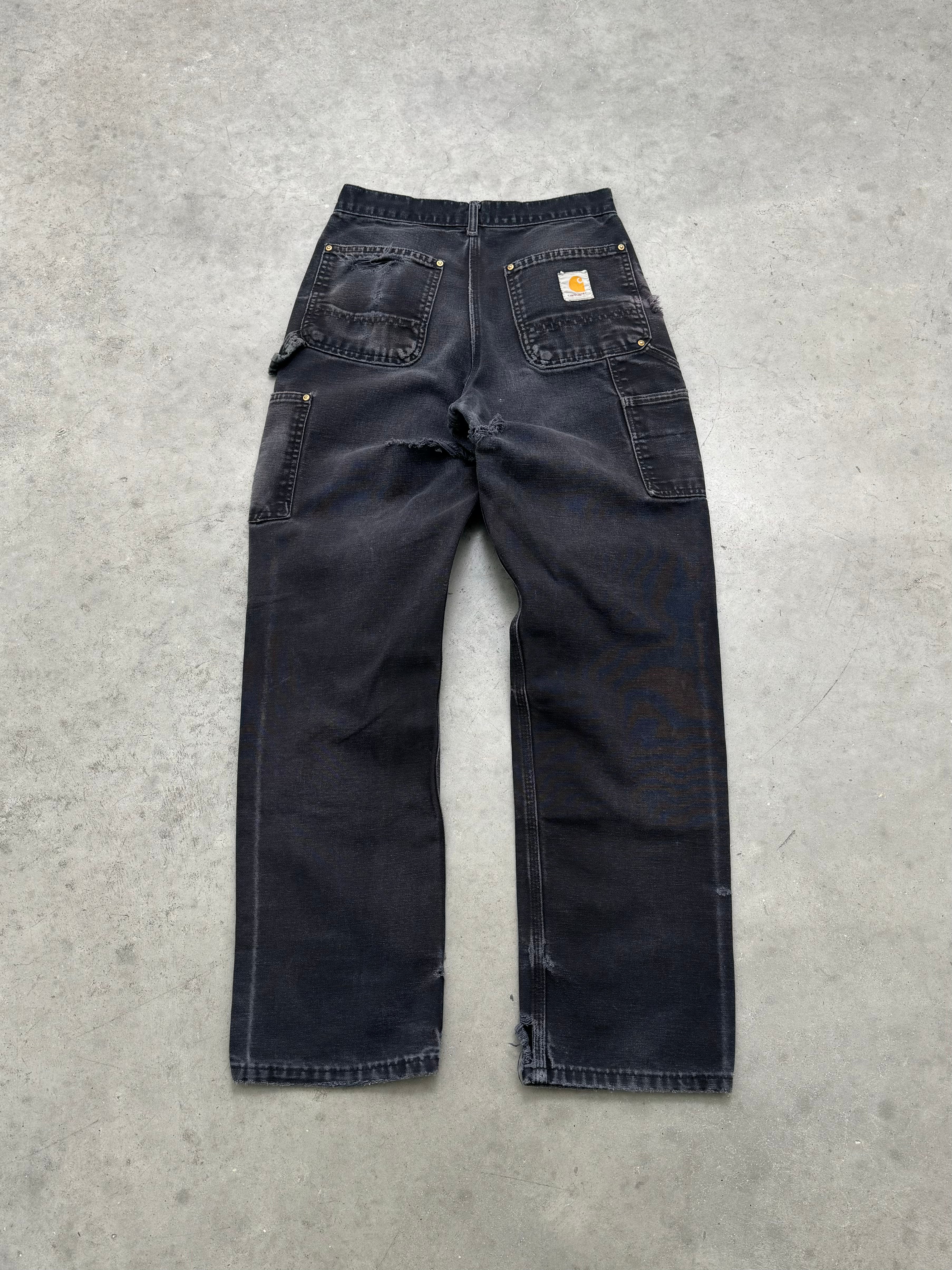 SUN FADED BLACK CARHARTT DOUBLE KNEE - 1990S
